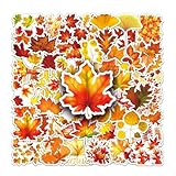 100PCS Fall Stickers, Thanksgiving Fall Maple Leaf Stickers Decal Waterproof Vinyl Stickers for Scrapbook Laptop Motorcycle Bicycle Luggage Phone Water Bottle Skateboard