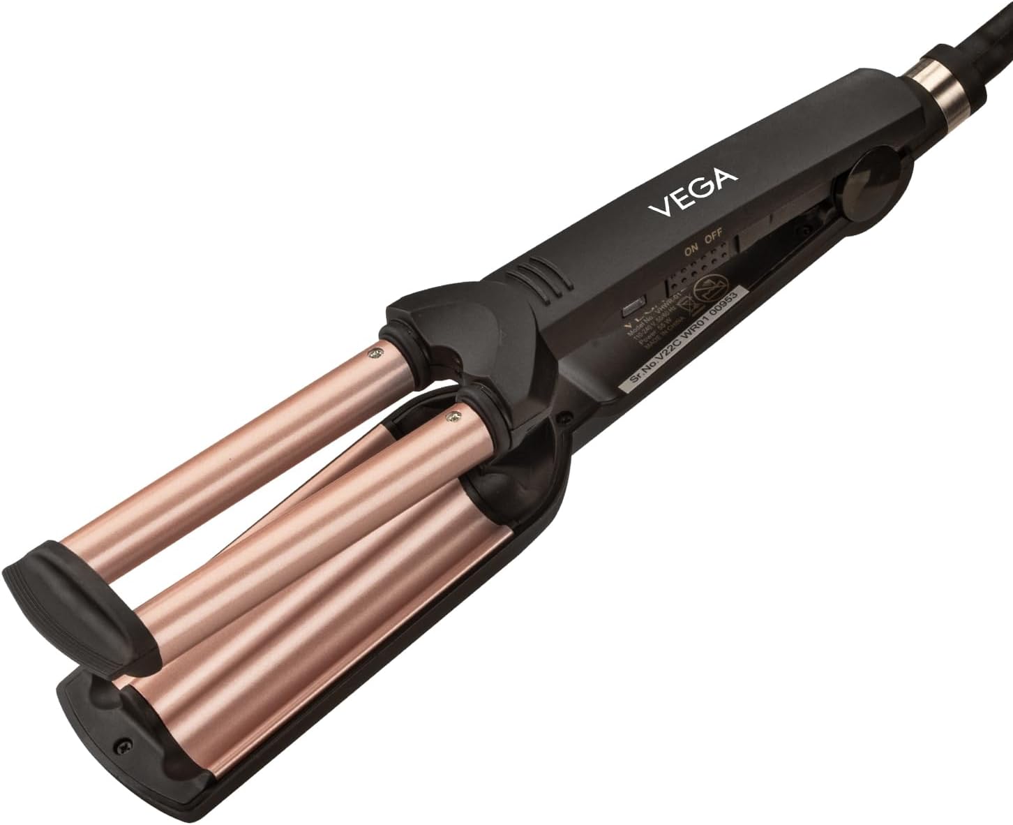 Vega I-Wave Hair Waver for Women with Ceramic Coated Barrel, Soft & Deep Wave Hair Curls, Black, (VHWR-01)