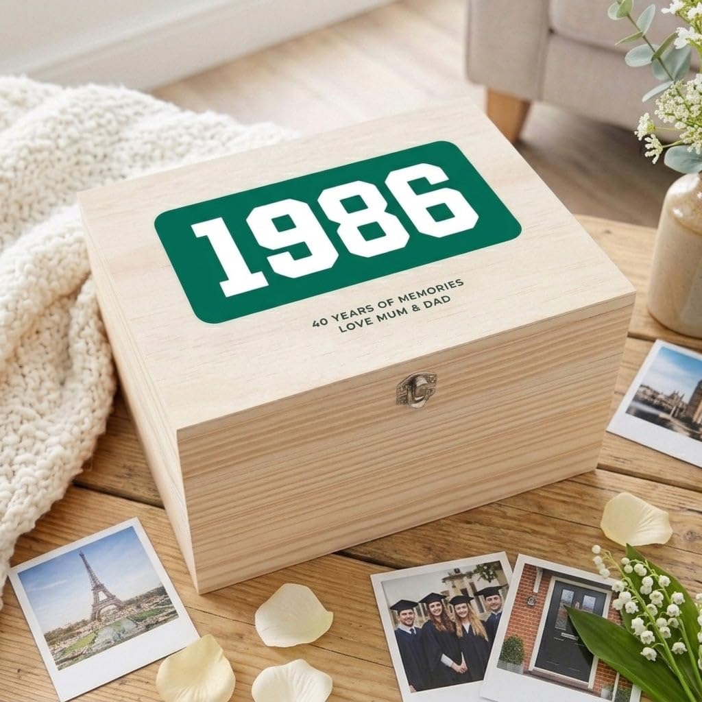 Caja de recuerdos de madera personalizada con nombre personalizado | Caja de almacenamiento de cumpleaños con nombre personalizado | 18, 21, 30, 40, 50 cumpleaños, caja de aniversario, caja de