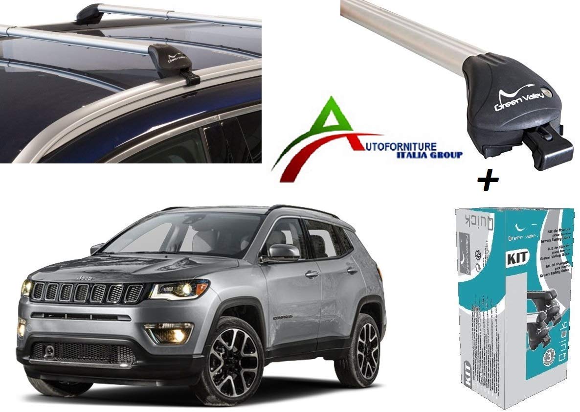 Barre Portatutto Green Valley Per Tetto Auto Con Antifurto - Regolabili 80-110cm Per Rails Integrati - Foto 4