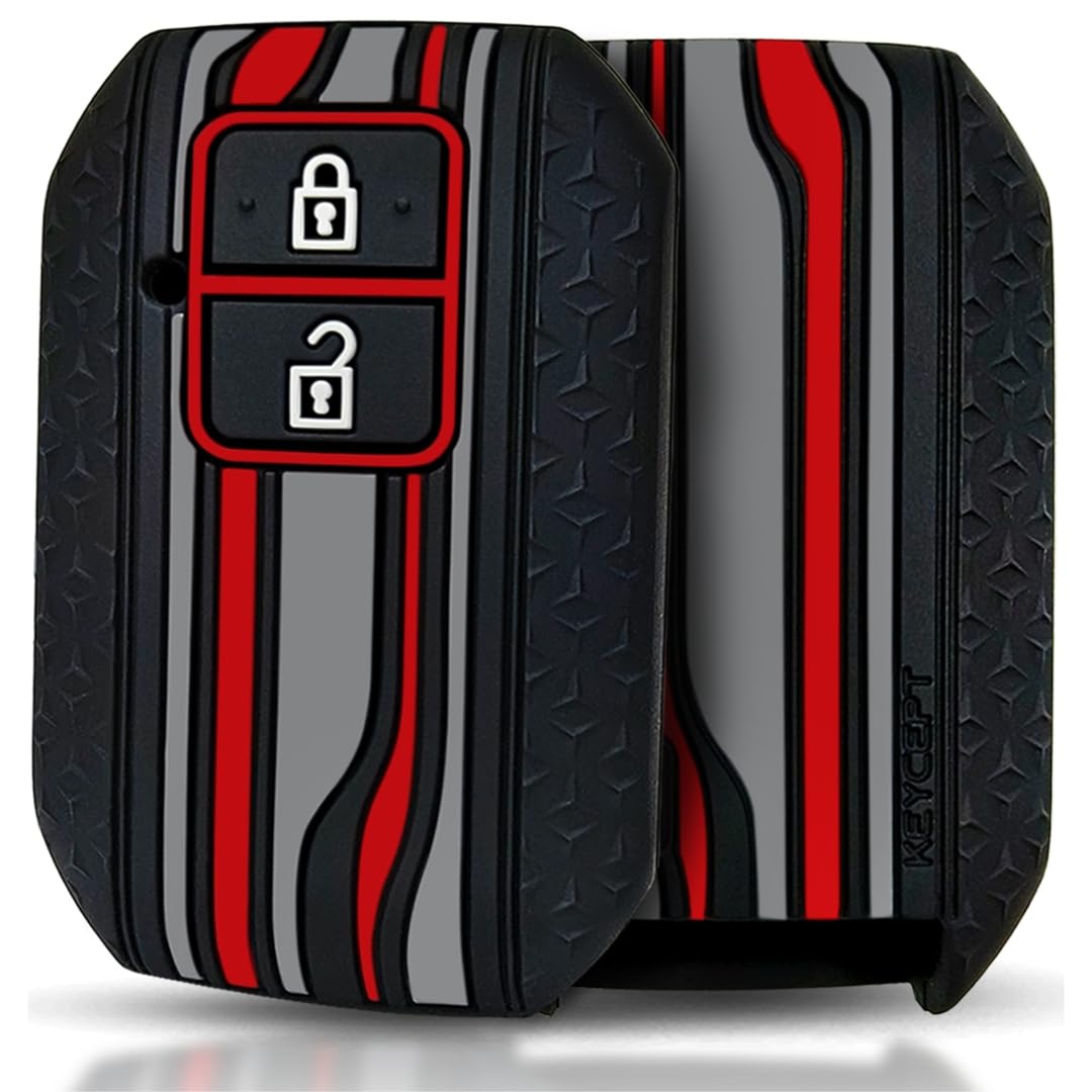 Keycept™ Tristar Key Cover for Suzuki Swift, Dzire, Ertiga, Grand Vitara, Celerio, Brezza, Fronx, Jimny, Ignis, Urban Cruiser, Rumion, Hyryder, E-Vitara (2 Button Smart Key Cover, Black)