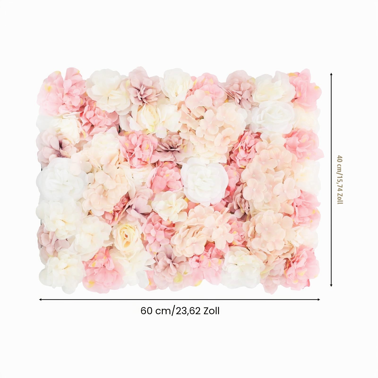 Künstliche Blumen Wand Kunstblumen Blumenwand 6 Stück Realistische Seidenblumen Gesteck mit Hortensien Rosen Dahlien für Hochzeit Dekoration Party Hintergrund Balkon Garten Innen Außen, DIY, 60x40 cm