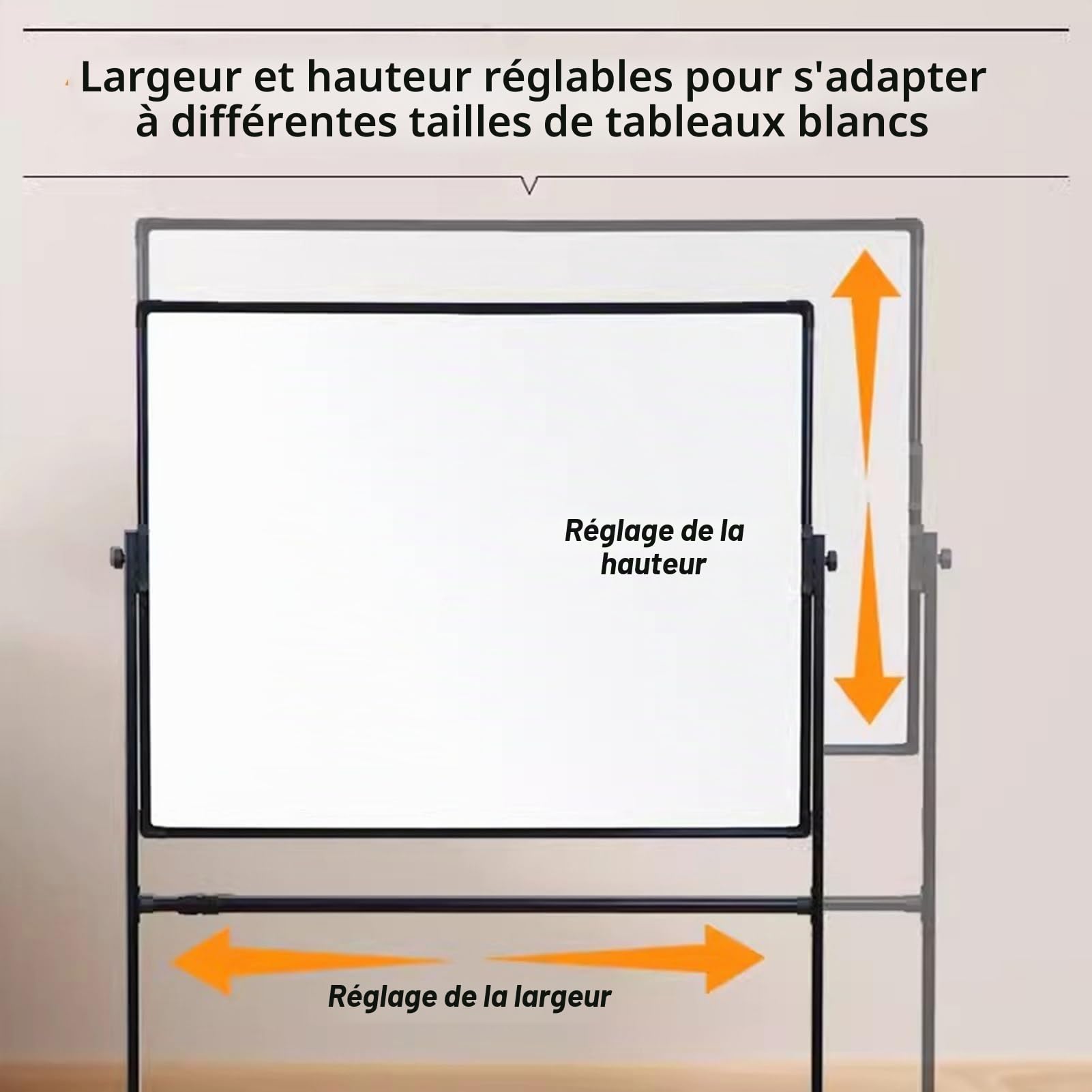 Support de Tableau effaçable à Sec Mobile Universel-Noir, chevalet en métal Portable sur Roues pour Tableau Blanc, Tableau Noir, Tableau Blanc interactif
