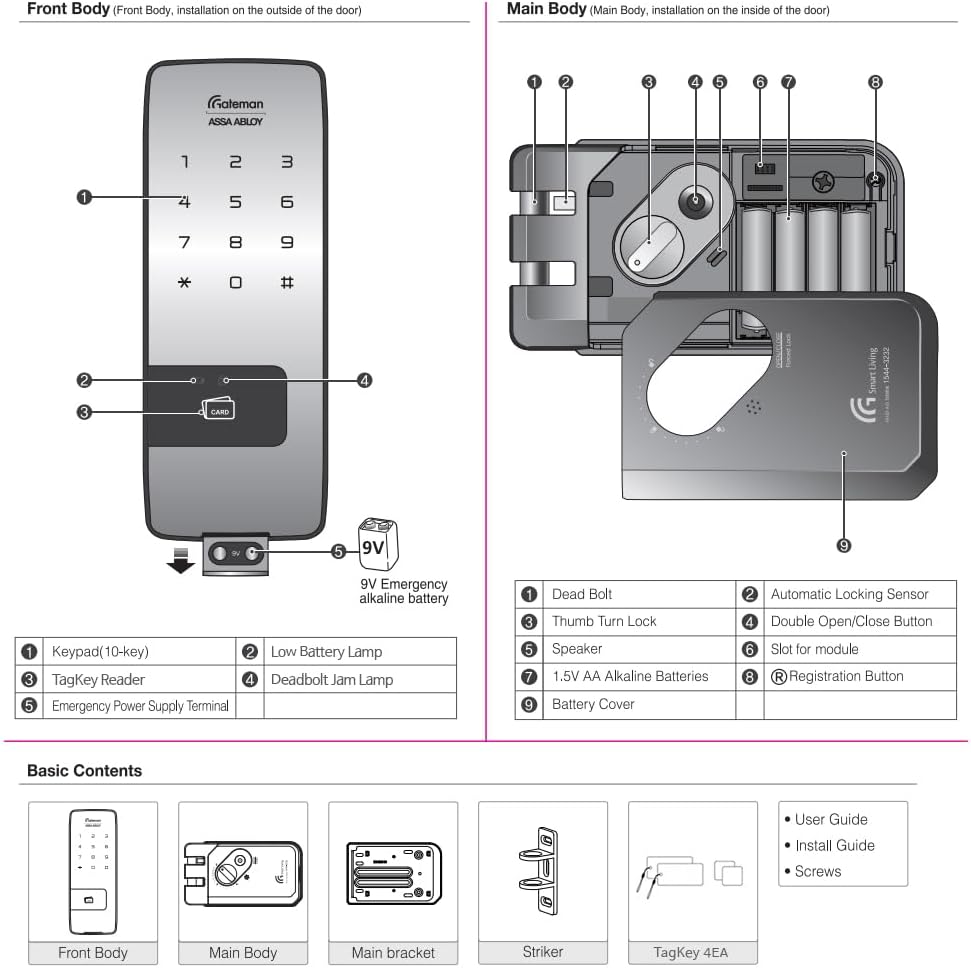 G-Touch Digital Vertibolt Rim Lock - Traceless Super Slim Body, Master Mode, Forced Lock, Automatic Locking, Volume Control, Silent Low Battery Alarm, Emergency Power Support