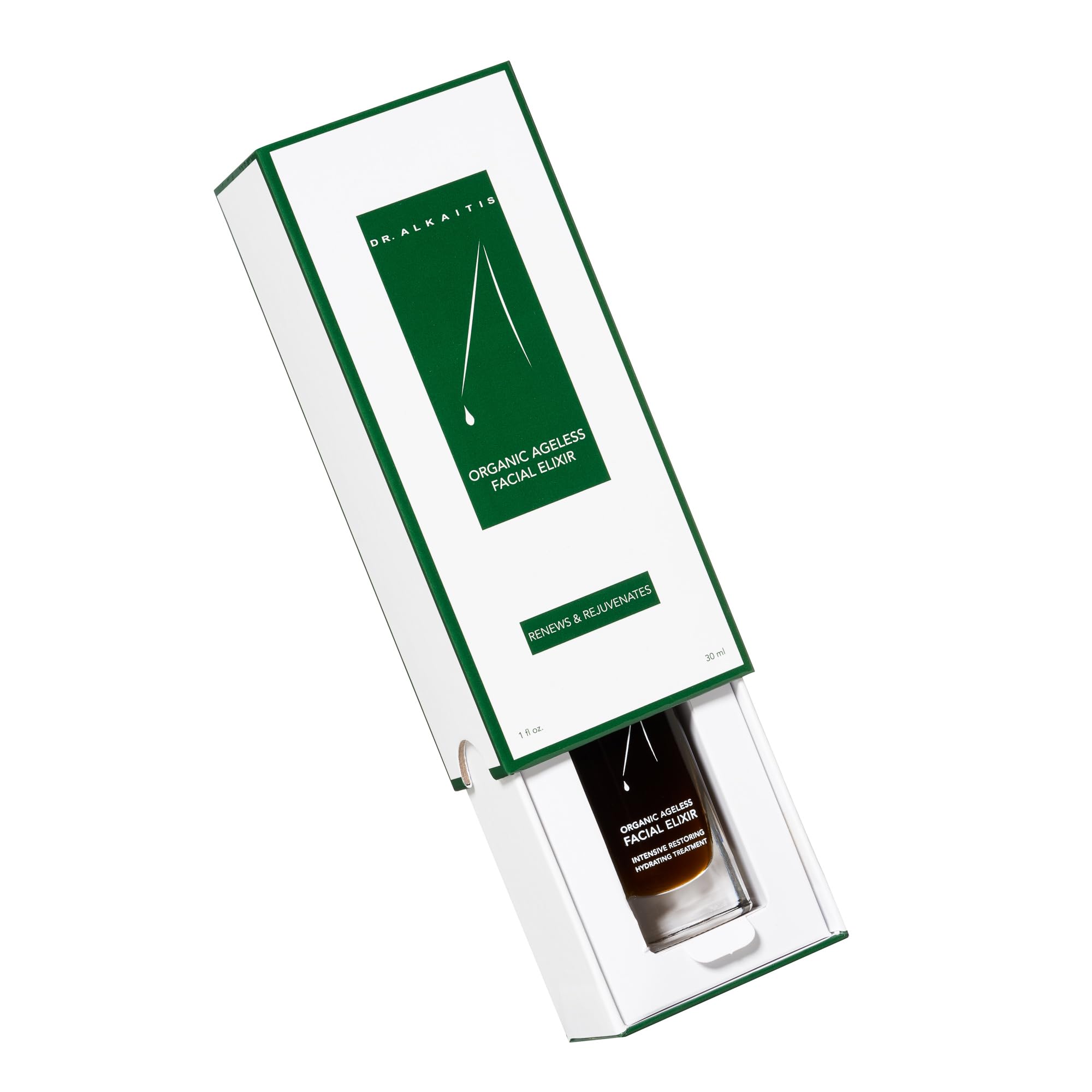 Dr. Alkaitis Organic Ageless Facial Elixir - Moisturizing Serum - Ayurvedic Herbs, Rare Oils, Superfoods - Luxury Cellular Renewal (1 fl oz | 30ml)