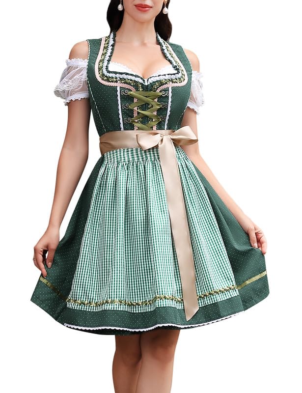 Clearlove Dirndl Damen midi 3tlg Trachtenkleid Damen Trachtenrock...