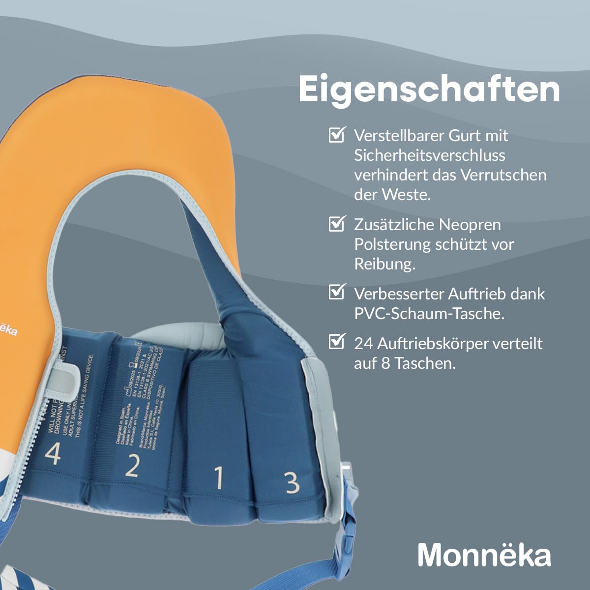 Schwimmweste Kinder aus Neopren | Schwimmhilfe zum Schwimmen Lernen, Verstellbarer Auftrieb, weich & sicher, für Kleinkinder ab 1 Jahr