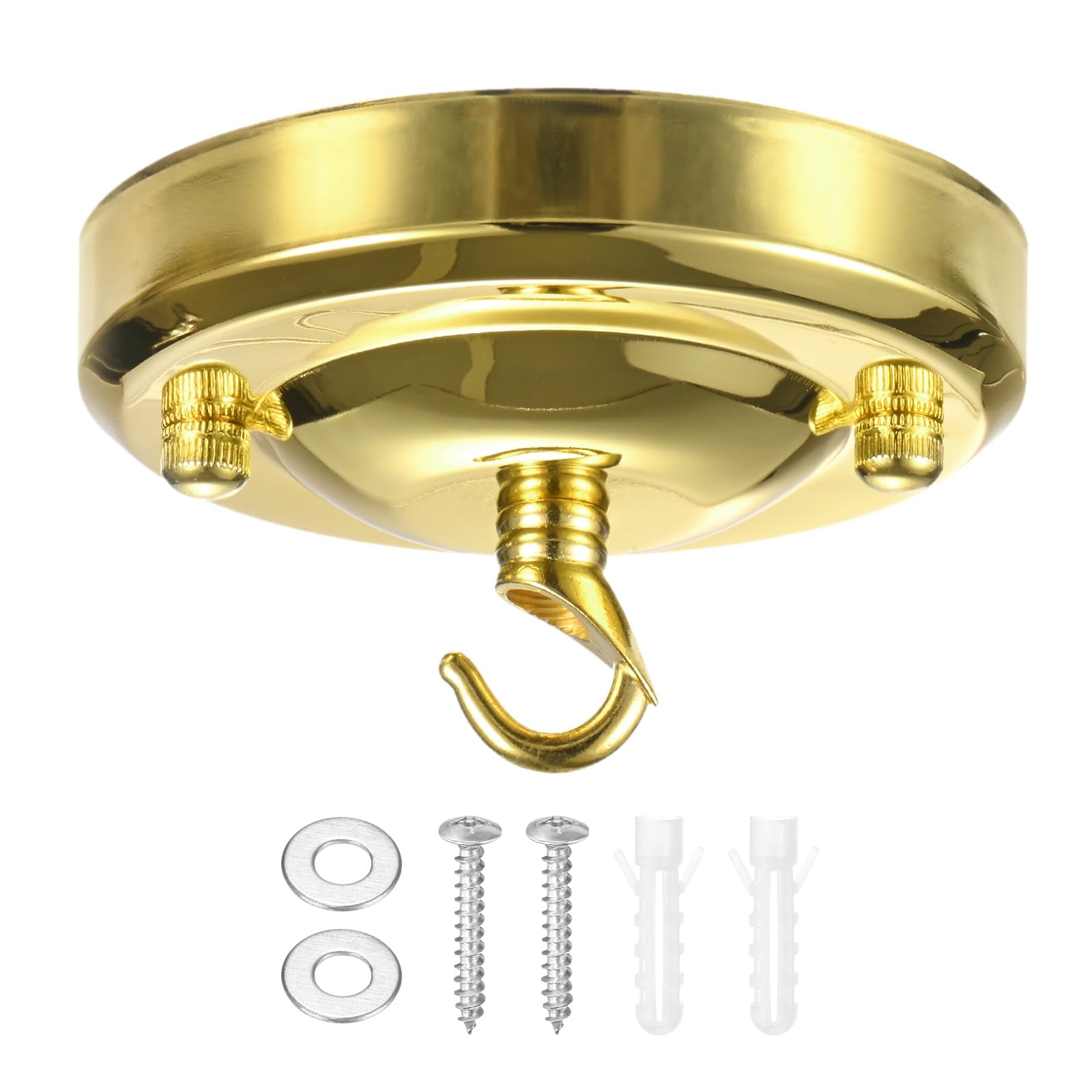 M METERXITY 1-Pack Light Canopy Kit, 4.3" Replacement Cover Plate for Chandelier Fixture/Pendant Light/ Swag Light, Ceiling Hooks Cover Plate [Bright Gold]