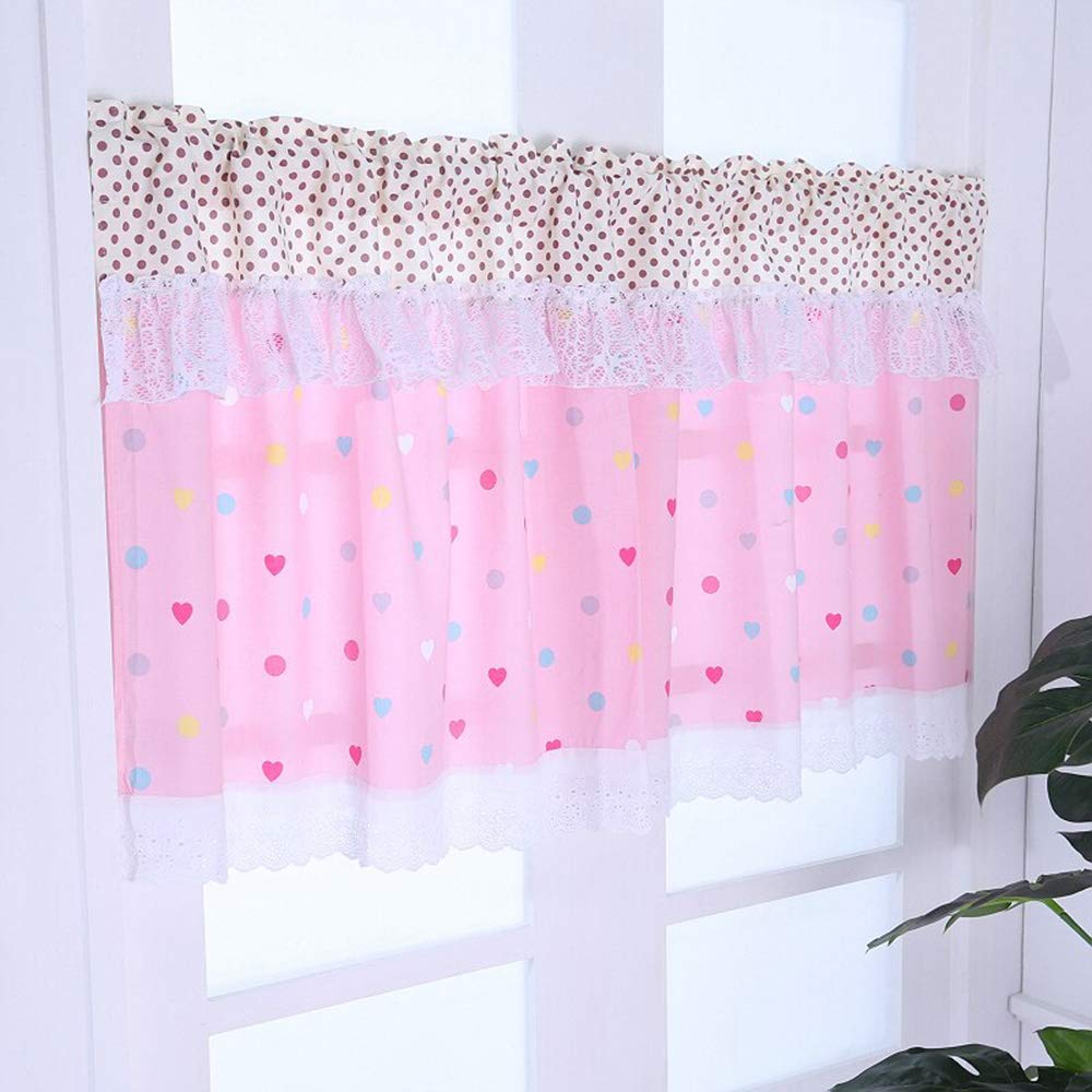Cortinas cortas de cocina de algodón hechas a mano con encaje pastoral de 180x120 cm