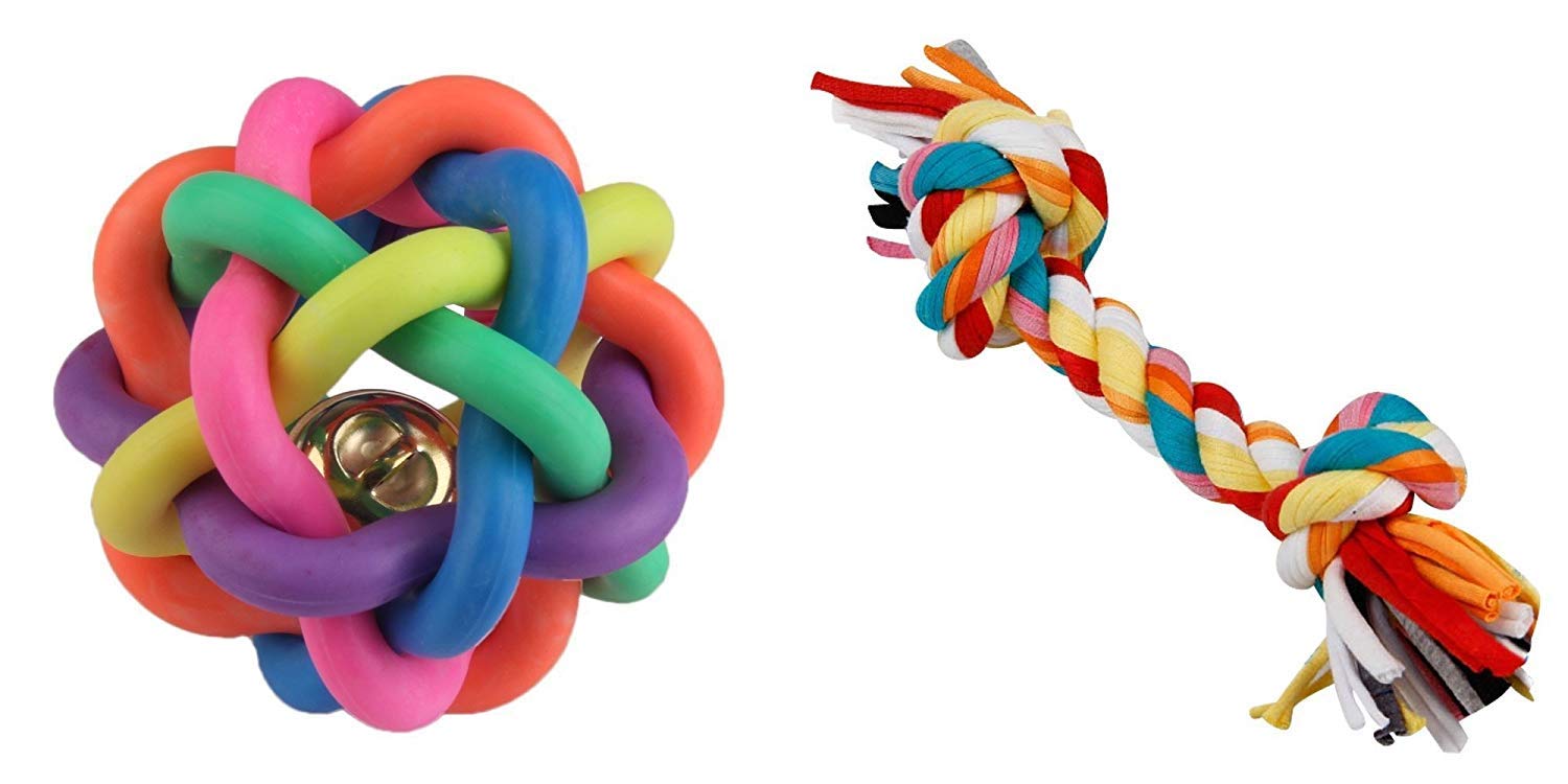 PETS EMPIRE Sound Ball (Small) with Puppy Rope Toy (Medium) Tug Toy for Dogs and Puppies - Combo of 2 (Color May Vary) (B07S8P99VW) Amazon Price History, Amazon Price Tracker