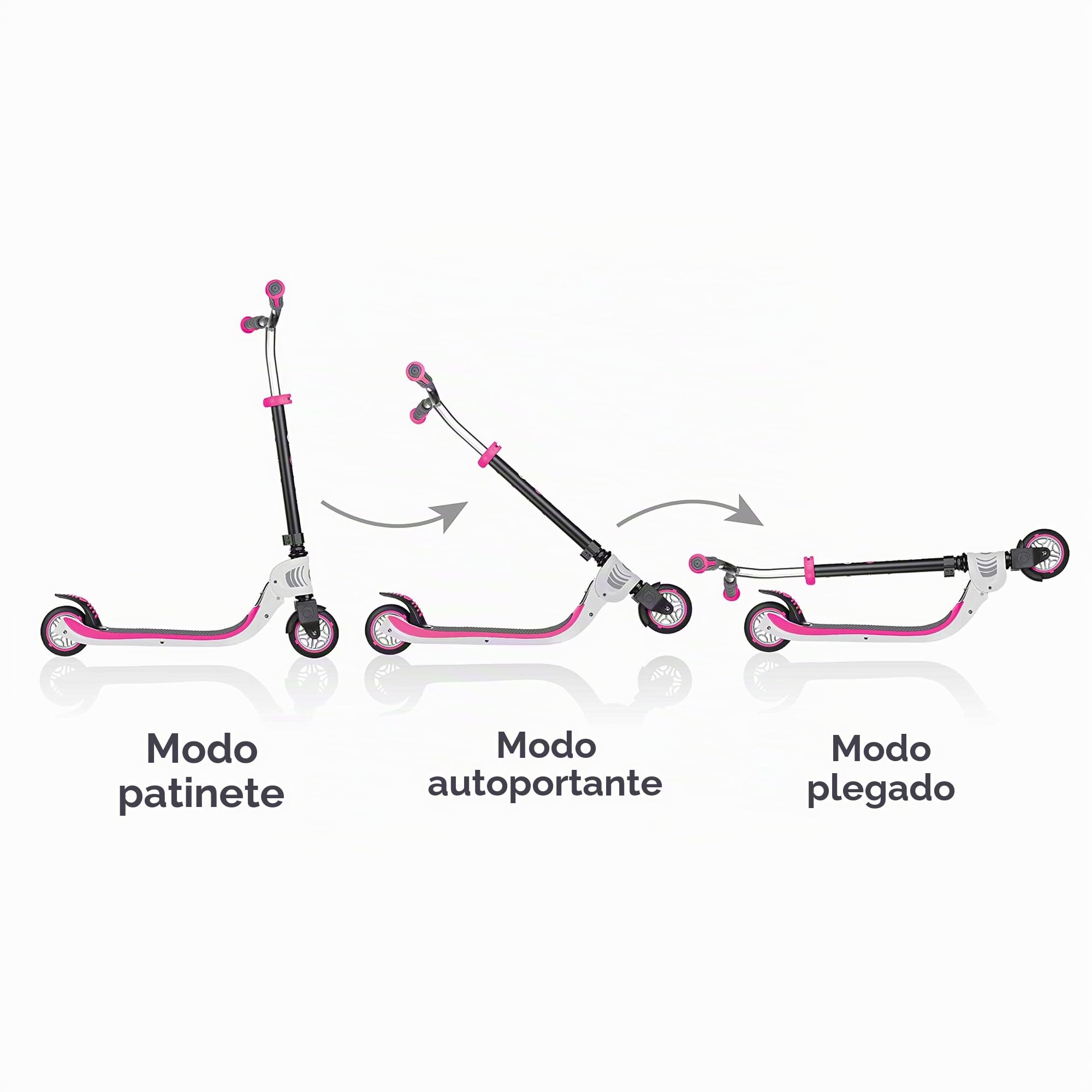 Globber - FLOW FOLDABLE 125 - Patinete plegable de 2 ruedas para niños mayores de 6 años y adolescentes , Blanco - Rosa