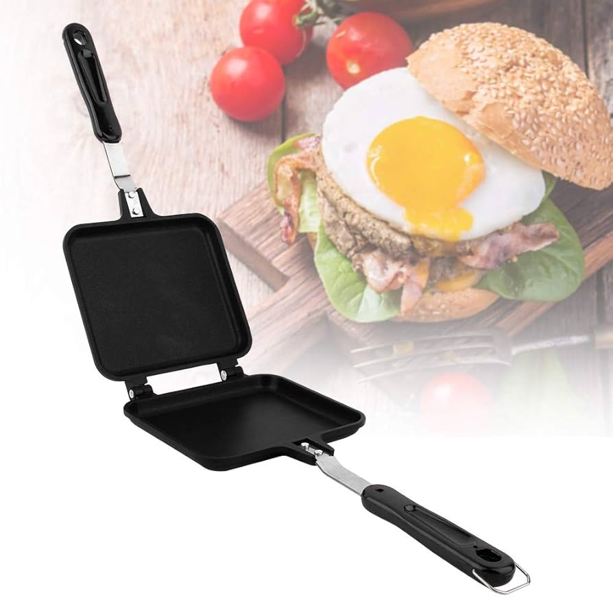 Non Stick Outdoor 4w1h Sandwich Mold Frying Pan Double Sided BBQ Fry Pan Bread T
