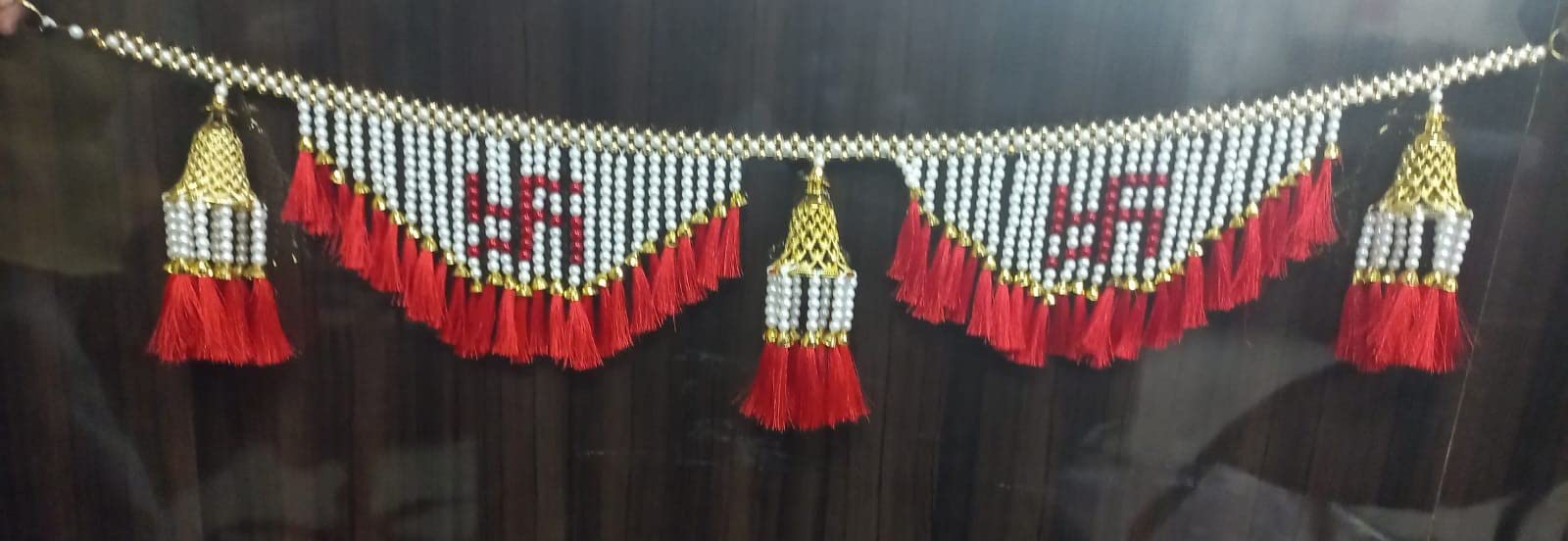 SANSKRUTI MART | Moti Toran Handmade Main Door Hanging Bandhanwar Toran Size 38 Inches Toran | Color:Orange (Fabric, Moti) (10)