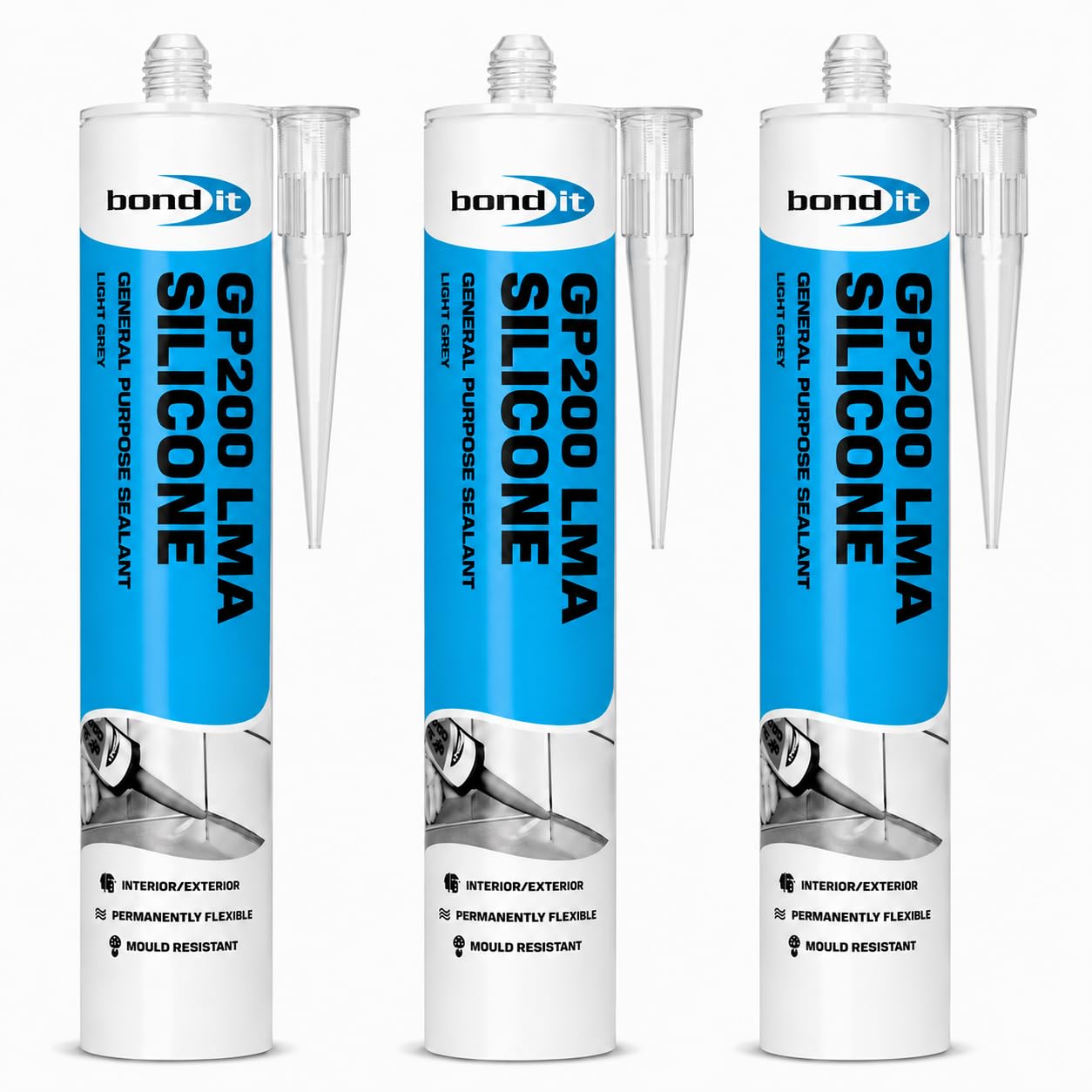 Transparent/Clear Silicone Sealant 275ml Pack of 3 | High Modulus Waterproof & Mould Resistant Silicone | Kitchen, Bathroom, Shower & Exterior Sealant
