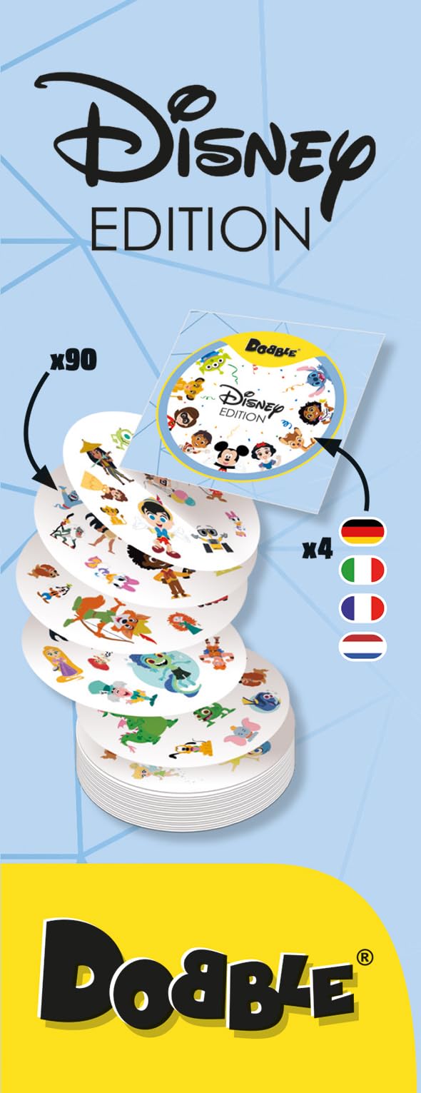 Asmodee - Dobble Disney Anniversary: 100 Years of Wonder - Divertente Gioco da Tavolo per Tutta la Famiglia con i Personaggi Disney, 2-8 Giocatori, A partire da 6 Anni - versione italiana