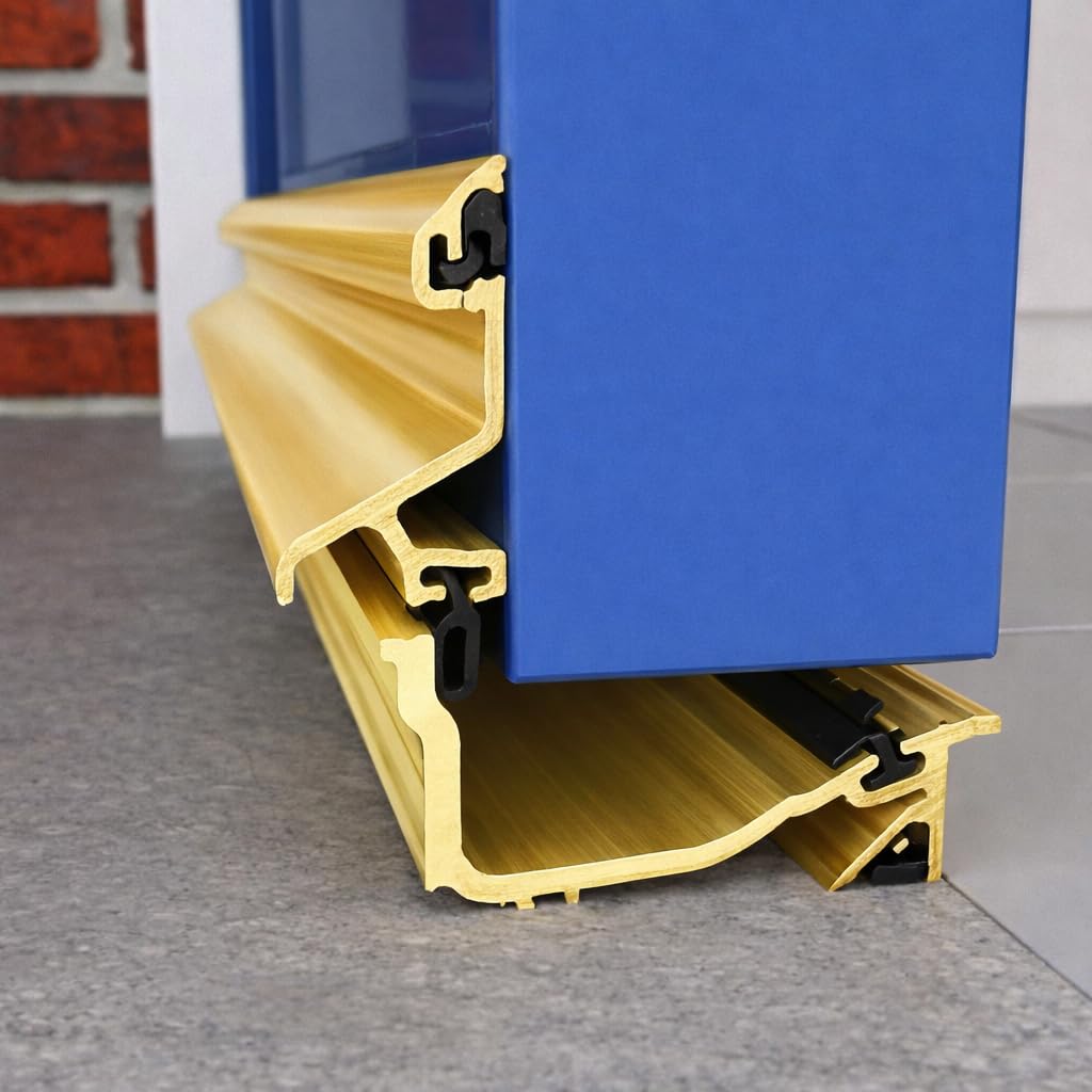 Exitex Weatherten Lowline Bar 914mm (36") - Inward Opening Door Weather Bar Draught Excluder, Aluminium, Full Kit with Screws, Plugs & Safety End Caps (Gold)