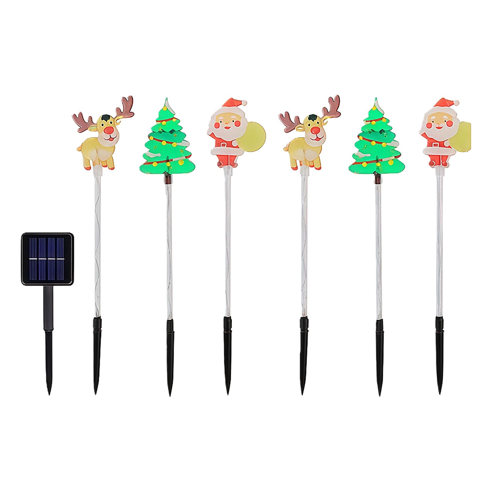 Lot de 6 lampes solaires de jardin idéales pour une ambiance festive en toute sécurité sur les piquets de Noël