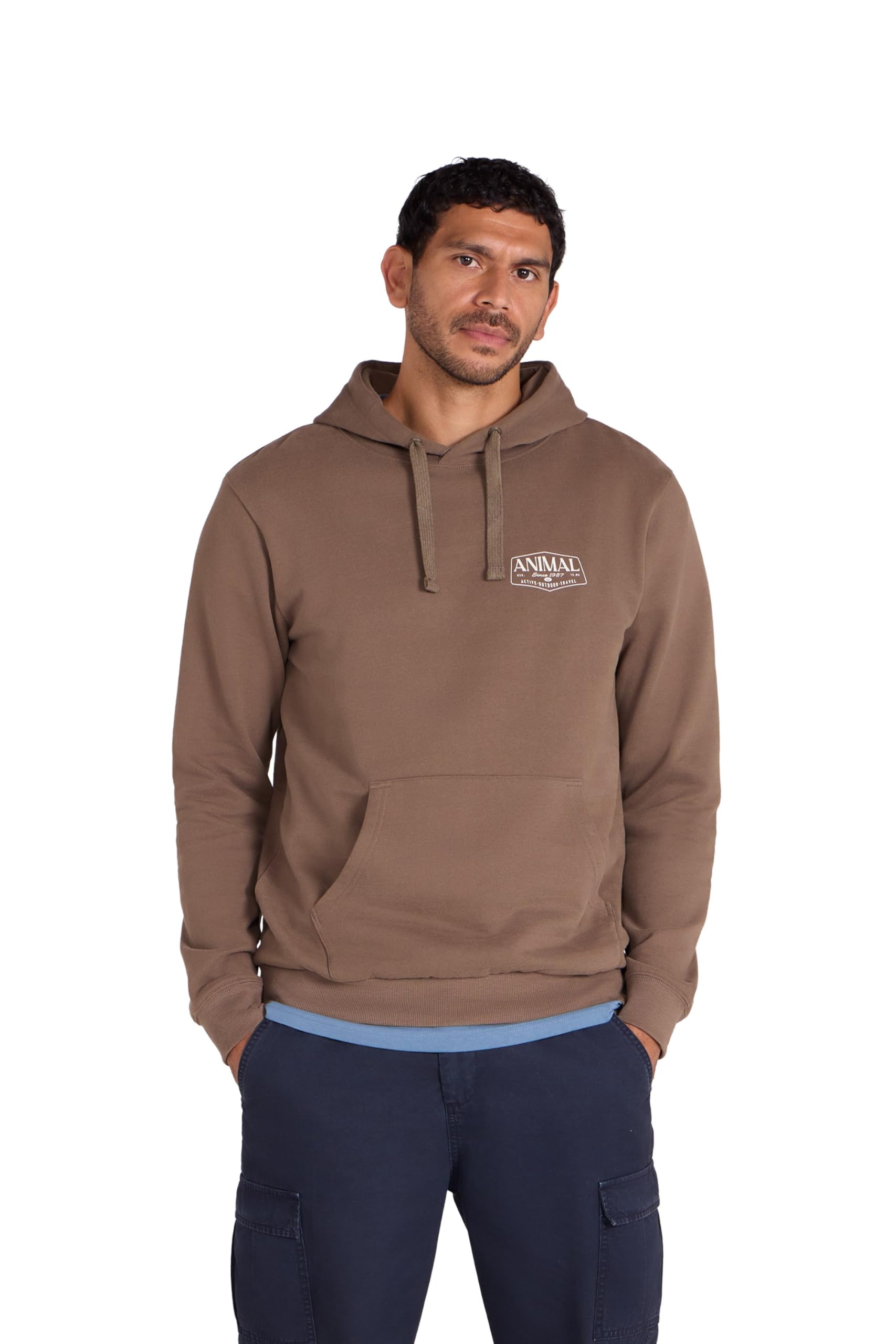 Animal River Mens Hoodie - Kangaroo Pocket, Soft Cotton Jersey with Adjustable Hood - Best for Spring Summer, Holiday & Outdoors Brown L