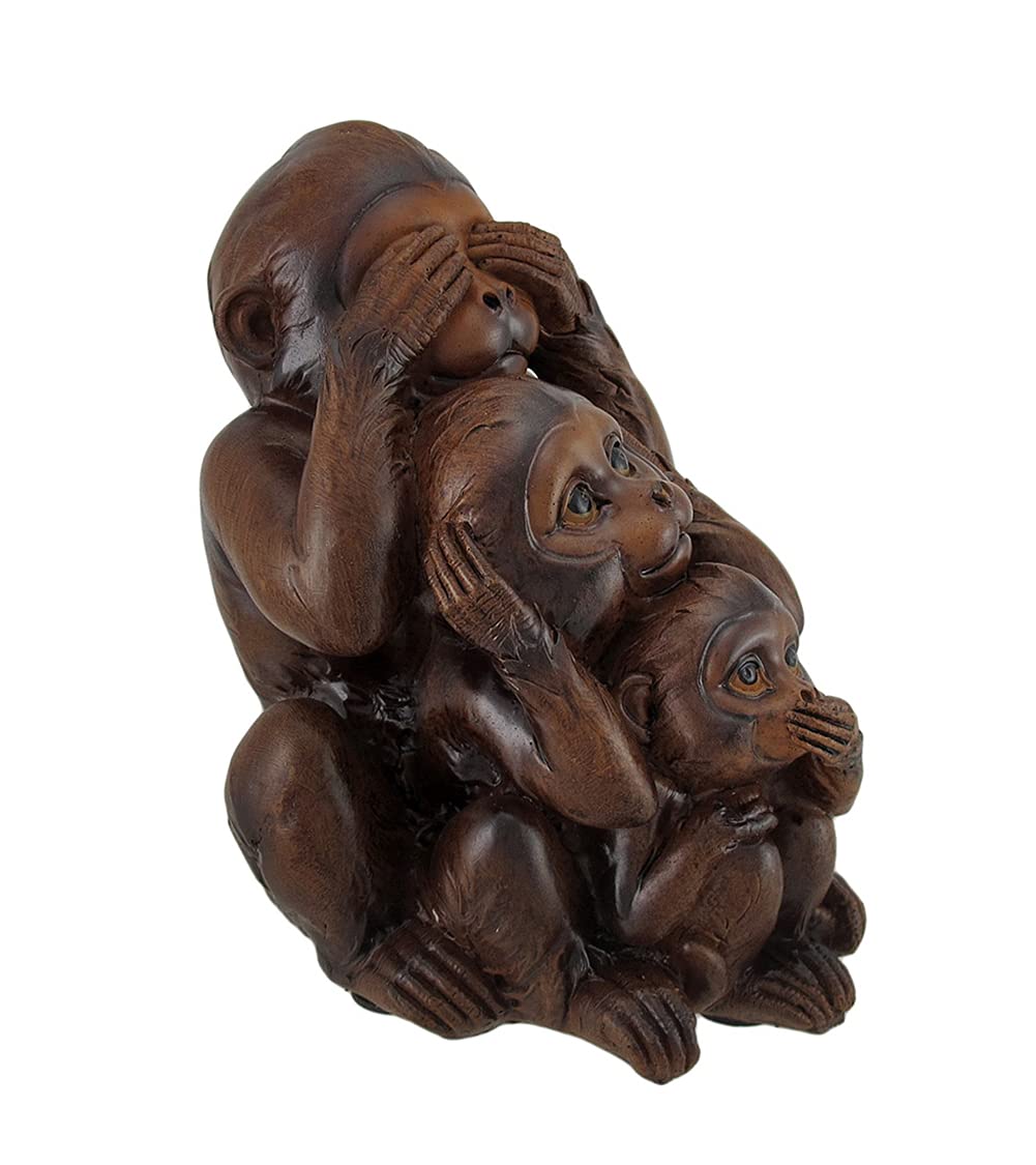 Amazon.co.jp: Zeckos No Evil Monkeys フェイク木製彫刻像 : ホーム