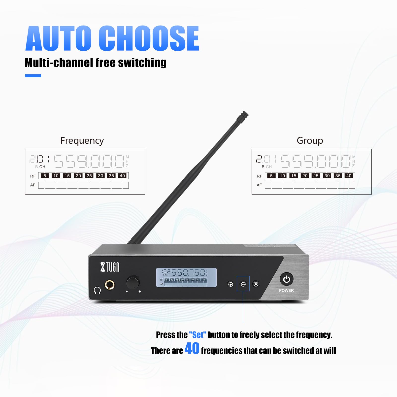 XTUGA Kabelloses In-Ear-Monitorsystem, Mono-Überwachung mit In-Ear-Kopfhörern für Bühne, Studio und Kirche, IEM-System (IEM110-4)