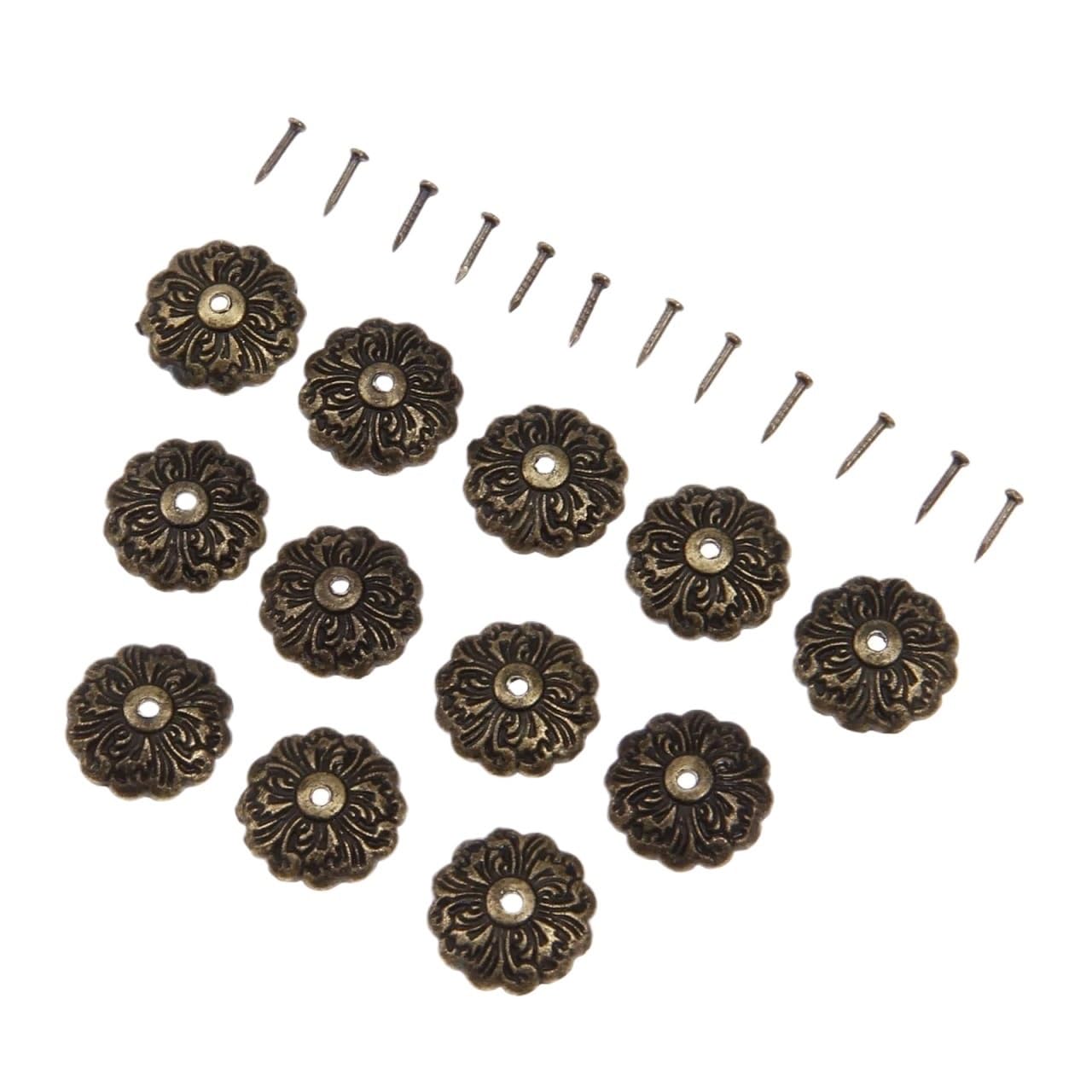 Qvorlth Brown Upholstery Tacks Antique Bronze Upholstery Nails 40Pcs 15Mm Furniture Decorative Tack Studs