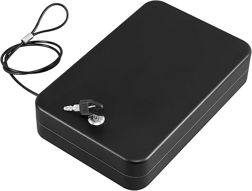 Dalmbox Caja fuerte para pistolas pequeña con cerradura de combinación portátil para pistola de viaje segura para automóvil, hogar, viajes