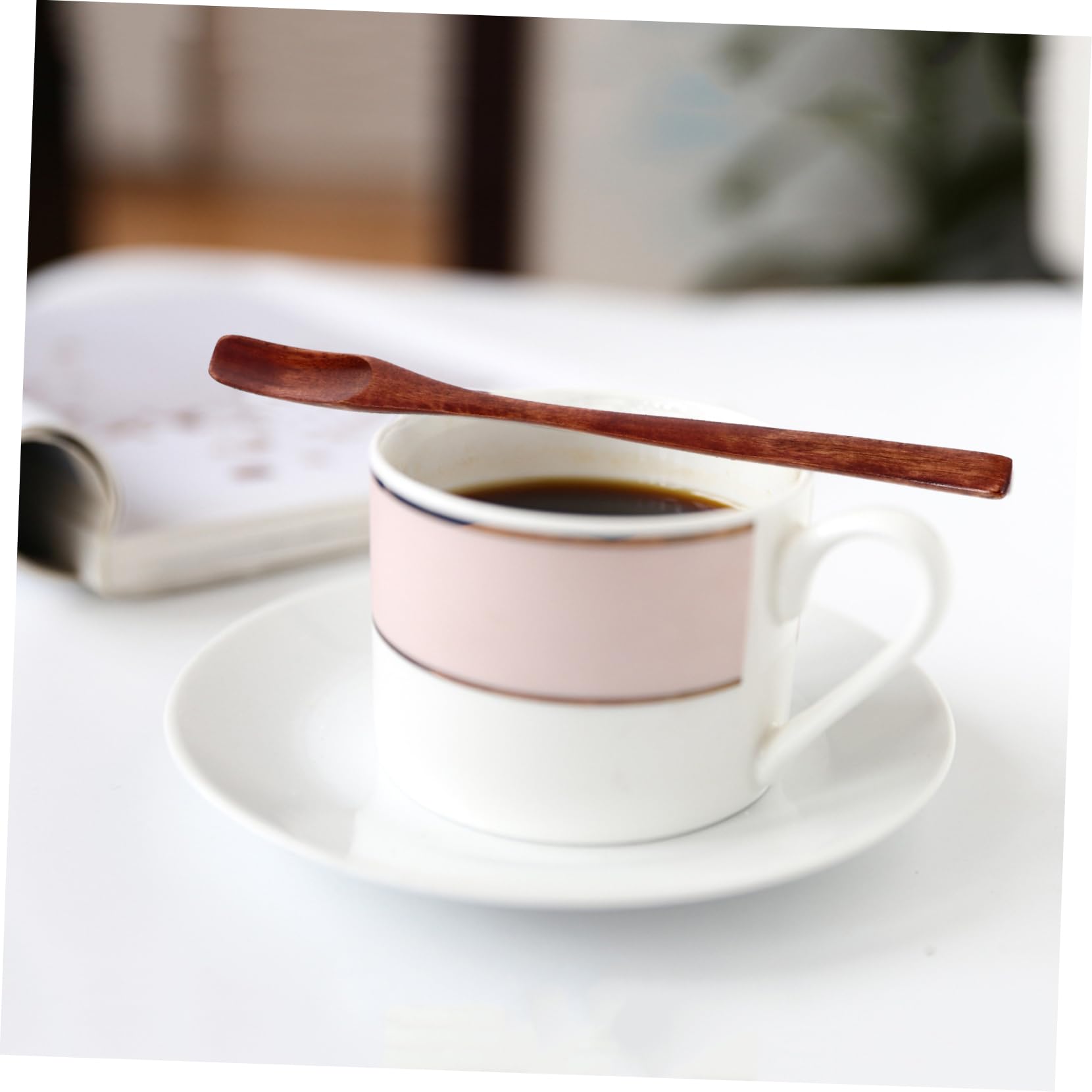 GRIRIW 5pcs Wooden Mixing Spoon Coffee Stir Spoons Honey Mixing Stirrer Drink Stir Spoons Honey Spoon Stirrers Mini Scoop Syrup Dipper Honey Stirring Spoon Beverages Honey Mixing Stick