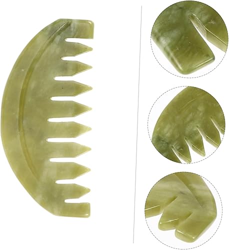 Miniatura 6 de GLEAVI Peine de jade portátil, peine de jade, peine de jade natural, herramientas de masaje, raspador de masaje, herramientas de belleza, peine