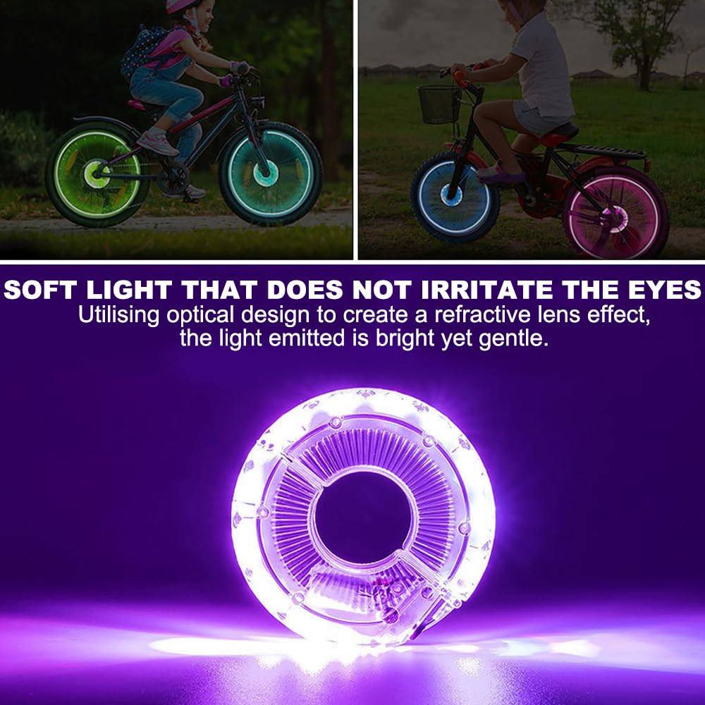 LED per Bicicletta, 2PCS USB Ricaricabile Luci dei Raggi della Bicicletta Impermeabile, Luci per Ruote LED per Bici 7 Colori 18 modalità