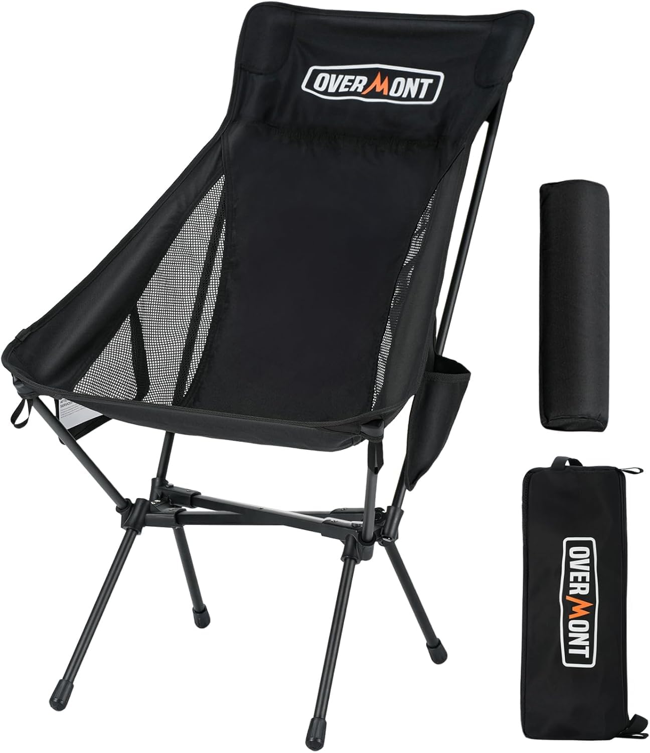 OVERMONT Silla de Camping Ligera y portátil, Silla Plegable Ultraligera, soporta hasta 330 Libras, Playa compacta para Adultos con Bolsa de Transporte para Senderismo, Pesca, Campamento al Aire Libre