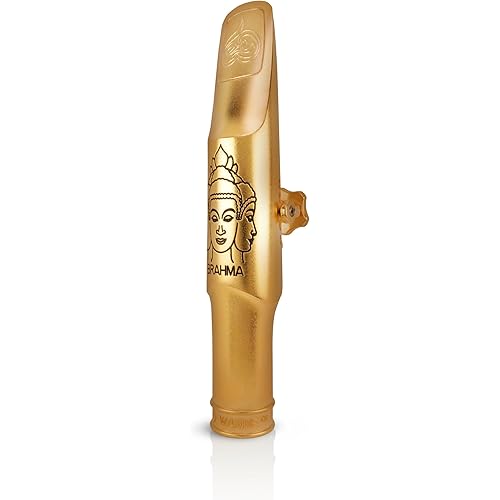 Theo Wanne Brahma 24k Gold Plated Baritone Saxophone Mouthpiece with Rollover Shark Gill Baffle, Classic Bullet Chamber & Medium Stadium Chamber for Jazz, Soul & Commercial Music - Size 7 (0.105")