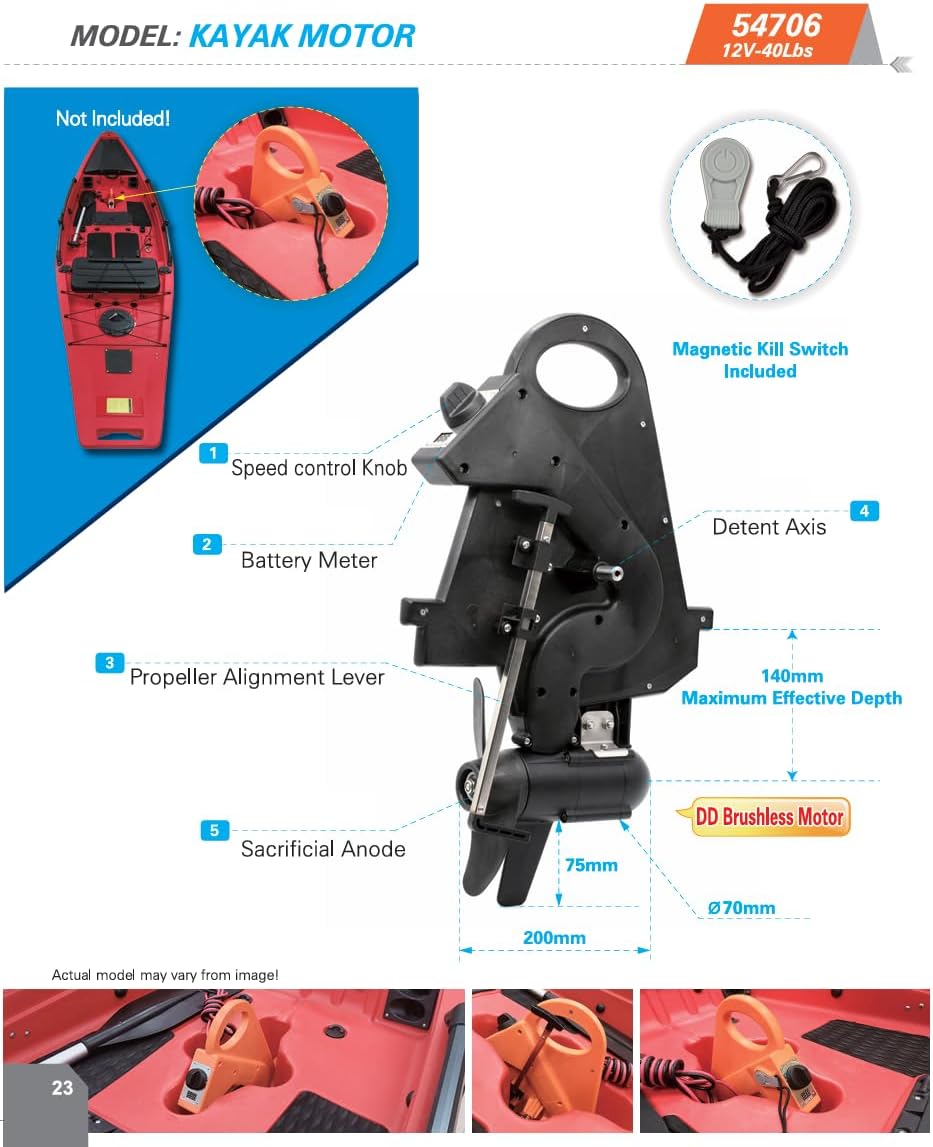 Diagram of HASWING W40 Kayak Motor components