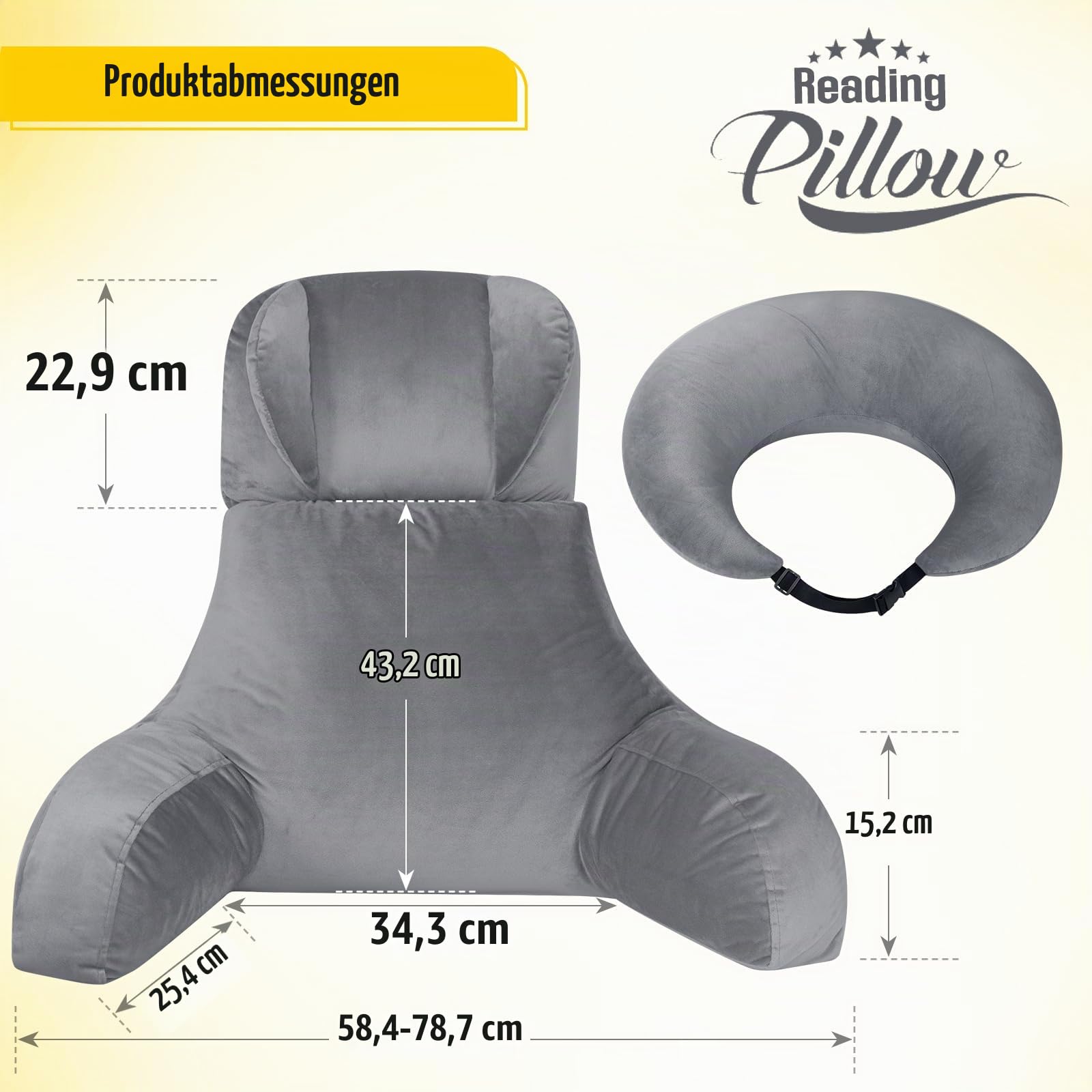 Lesekissen & Gaming-Kissen mit Rückenstütze - Nacken- und Lendenkissen für Bett, Sofa, Boden, mit Beinauflage