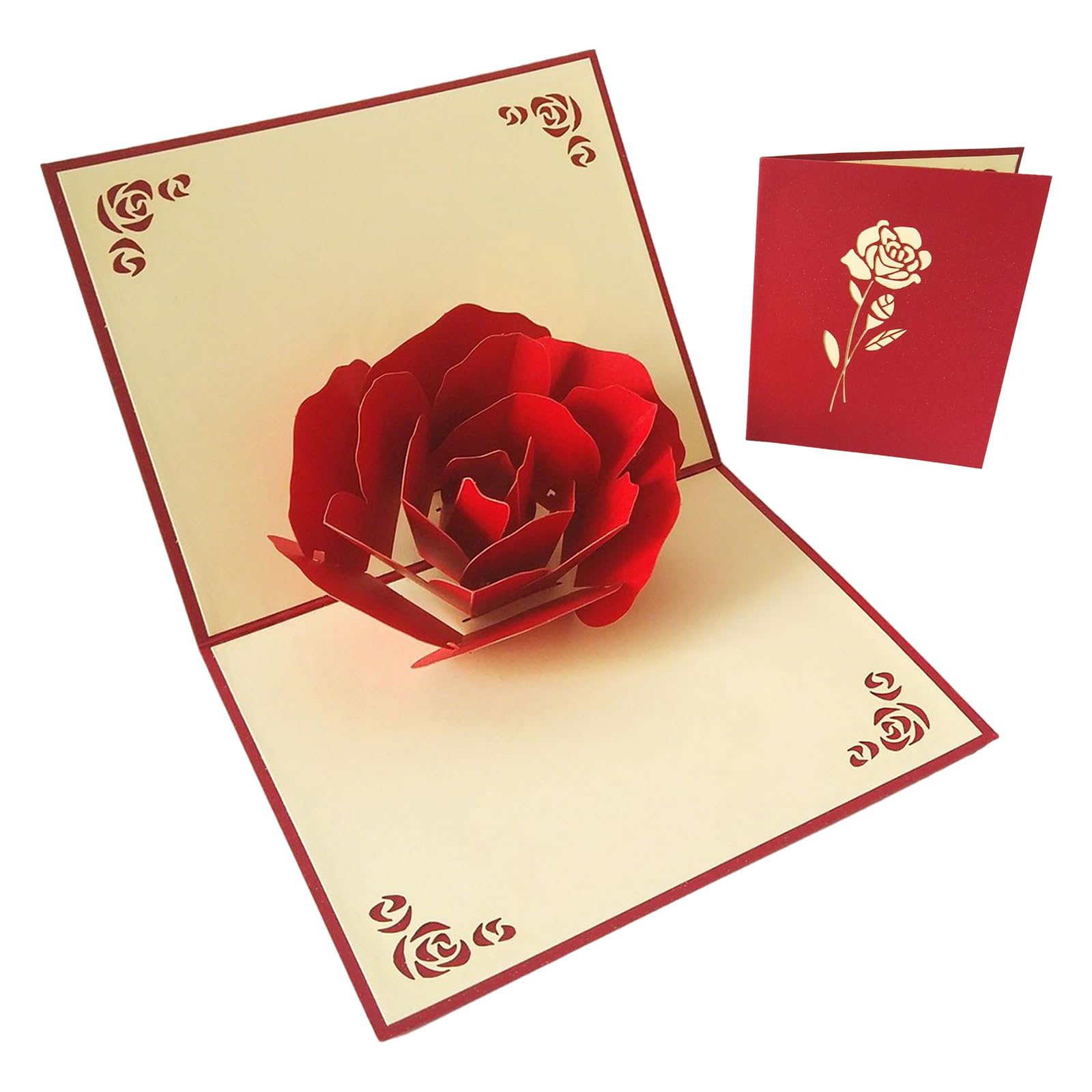 ApexPine 3D Pop Up Red Rose Greeting Card for Romantic Occasions