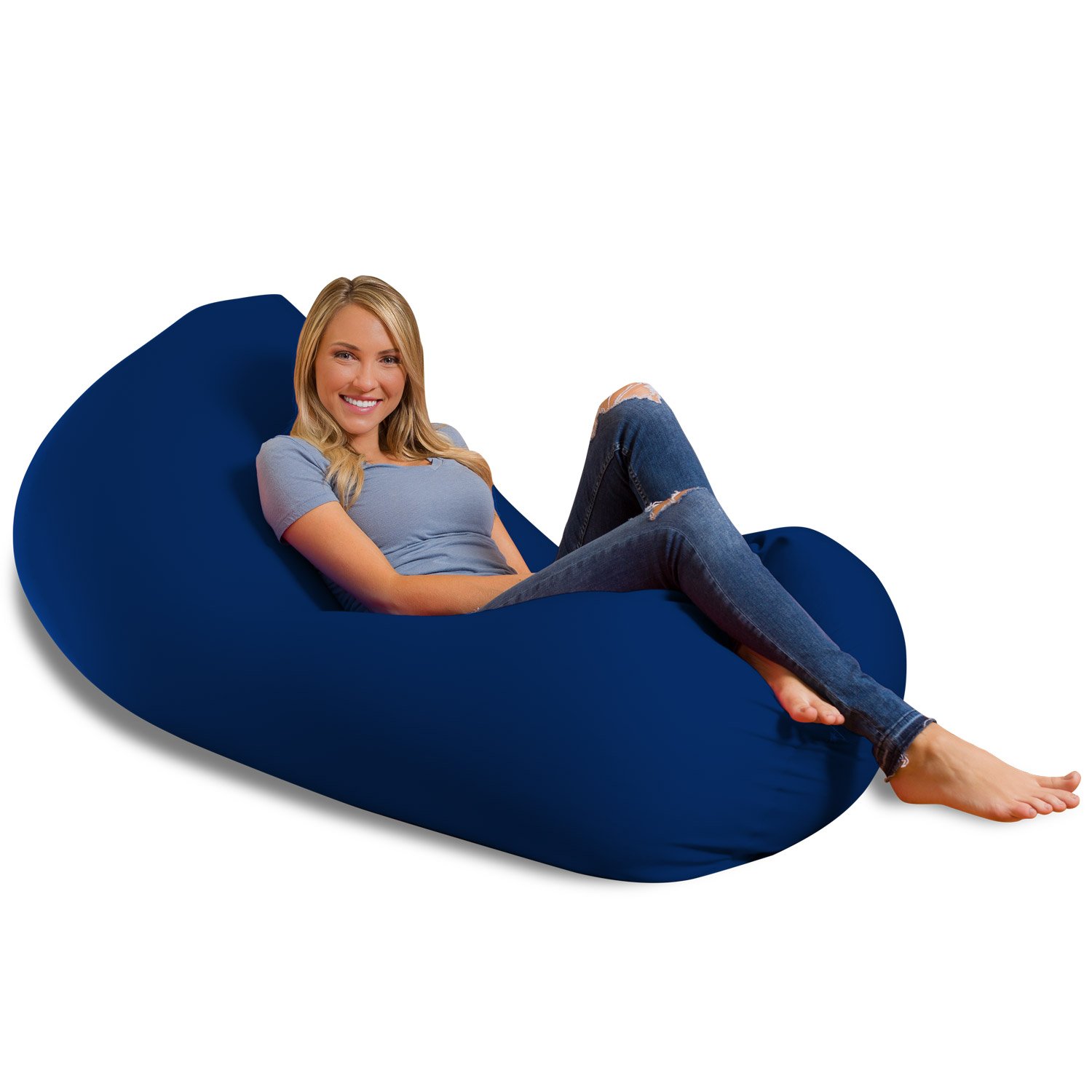 Big Squishy Portable and Stylish Bean Bag Chair, Large, Blue