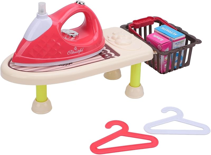 Juego de tabla de planchar de juguete, juguetes de juego de rol con pilas para lavandería para niños