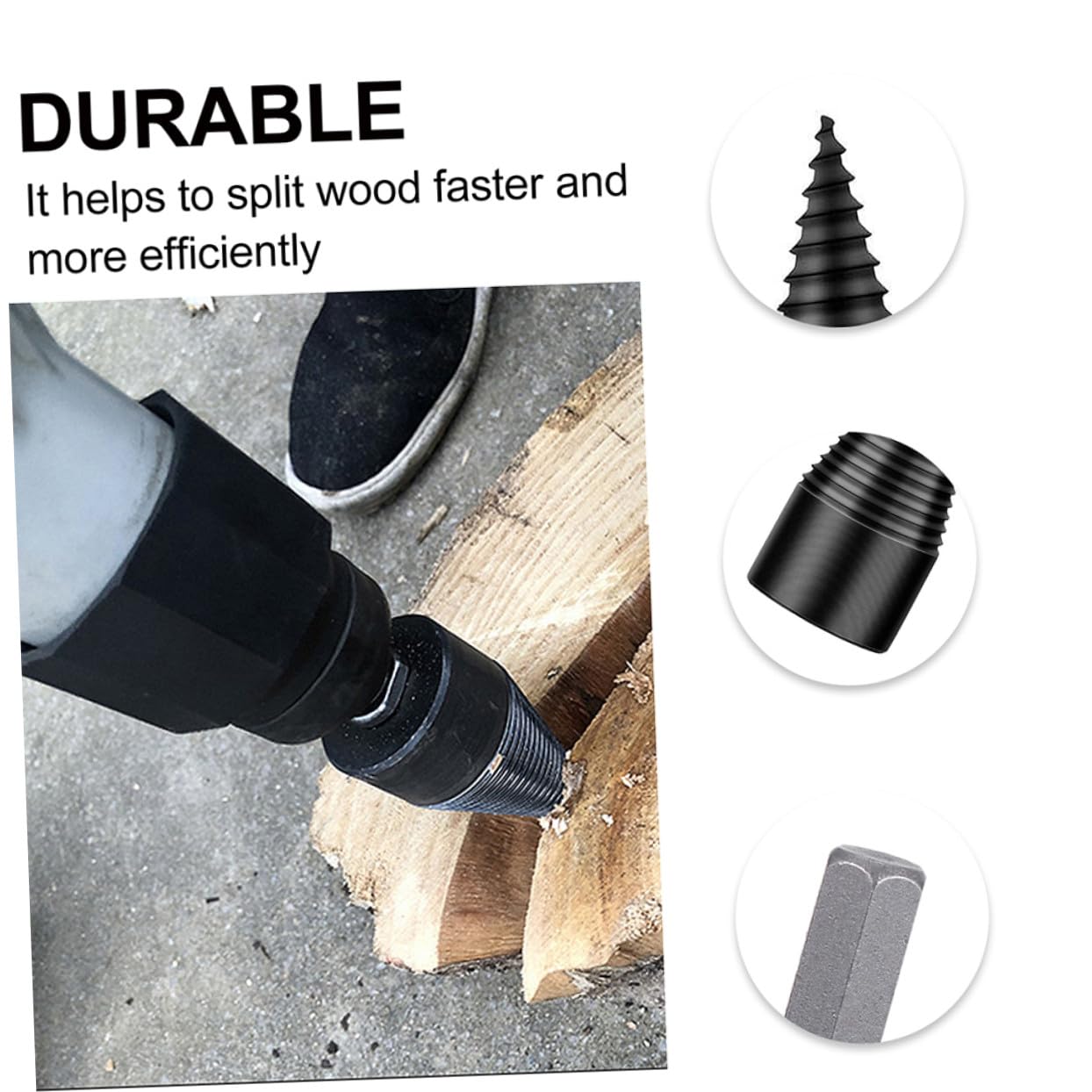 Cône de Foret en Acier Noir Résistant à L'Usure Travail du Bois, Foret Polyvalent 32Mm pour Fendre le Chêne et Autres Bois Durs