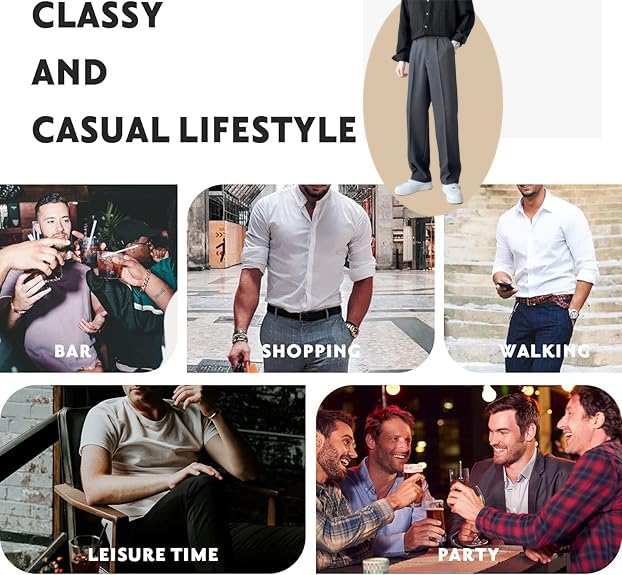 Super Stretch Ice Silk Comfort Everyday Pants for Men, Slim Fit Lightweight Straight Trousers with Pockets4