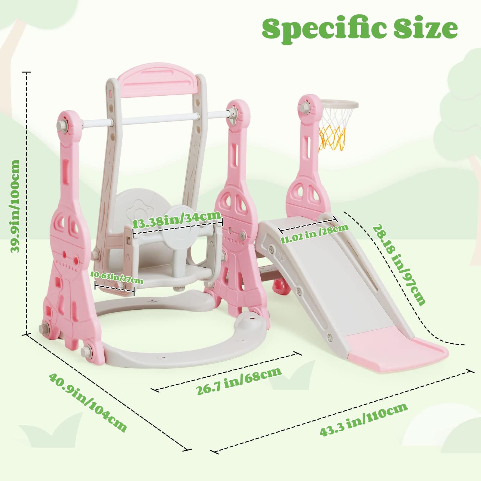 Tobogán interior a partir de 1 2 3 4 5 años, parque infantil 4 en 1 con columpio, tobogán para bebé, habitación infantil, tobogán de jardín para niños pequeños para interiores y exteriores, niños y