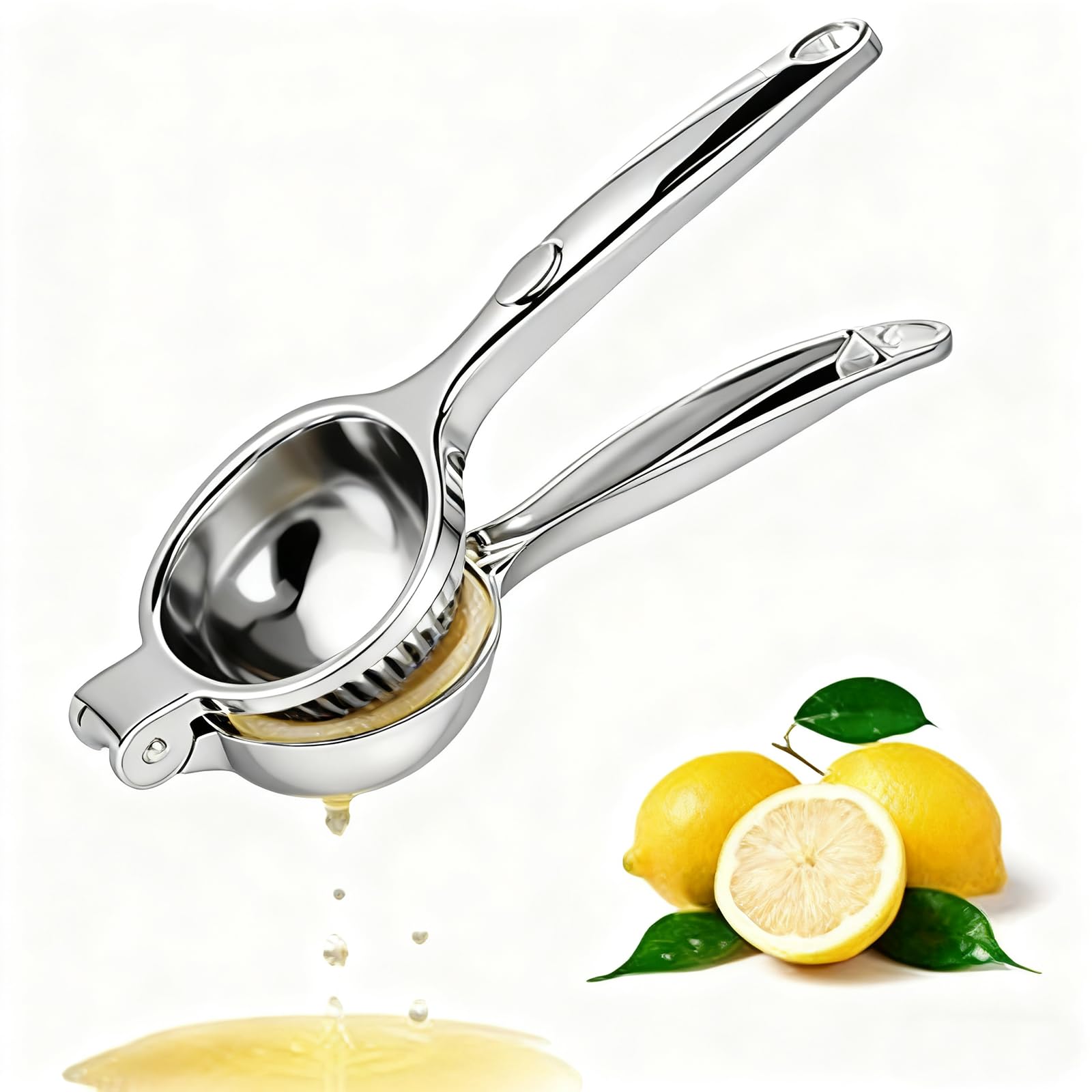 Spremiagrumi manuale per limoni, arance, pompelmi, spremiagrumi manuale in acciaio inossidabile 304, robusto spremiagrumi manuale con colino e ciotola da 283,5 g, 2 beccucci, lavabile in lavastoviglie