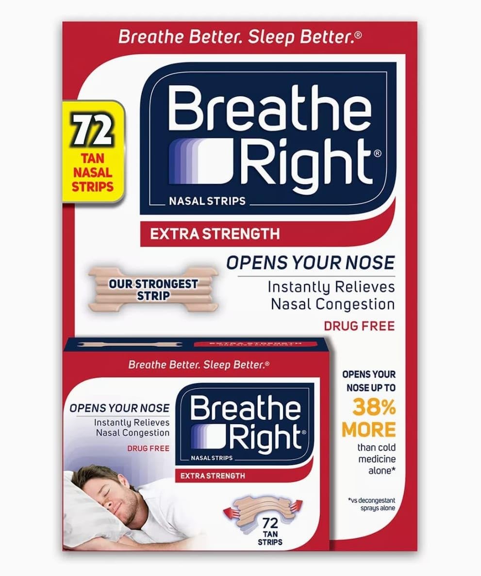 BREATHE RIGHT NASAL STRIPS EXTRA STRENGTH ONE SIZE FITS ALL COUNT - 72 (BIGGEST PACK)