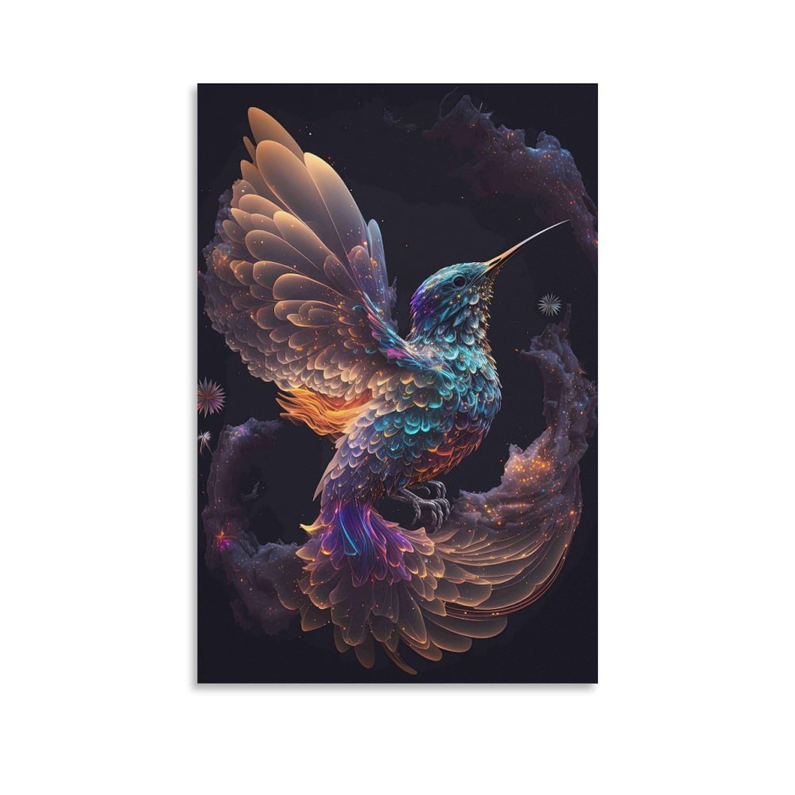 DHBANEIOK Fantasy Hummingbird Art Poster Artwork Giclee Canvas Prints Modern Wall Art Picture Wall Hanging for Home Decorations 12x18inch(30x45cm)