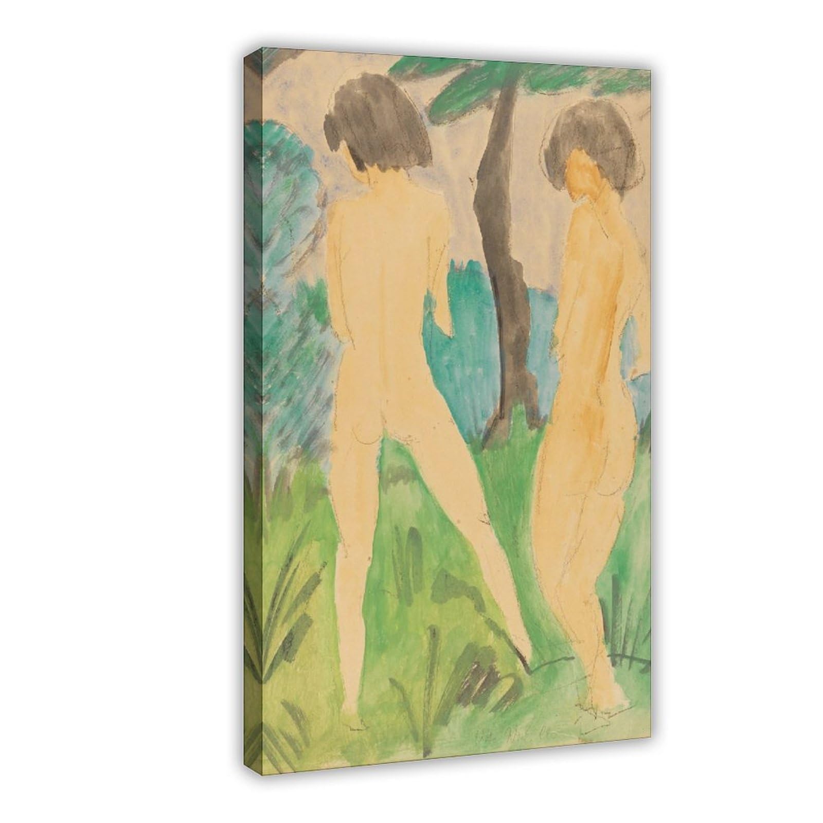 Mwcgha Frame-Style Zwei Weibliche Akte In Landschaft Canvas Poster For Home Decor Gift