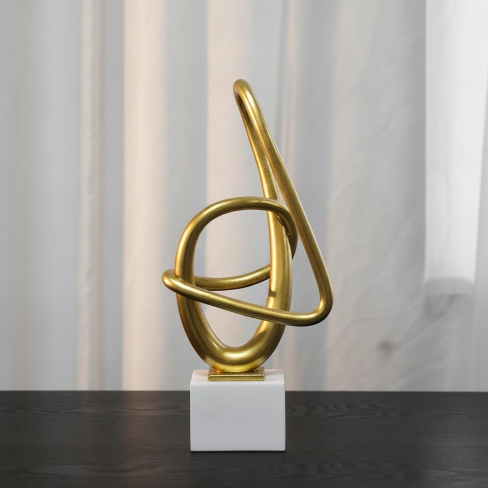 Baoblaze Escultura Moderna Decoración Estatua Adorno Figura con Forma de Bucle Entretejido en Resina sobre Pedestal Aportando Elegancia Adecuada para Recibidores Salones Despachos Hoteles