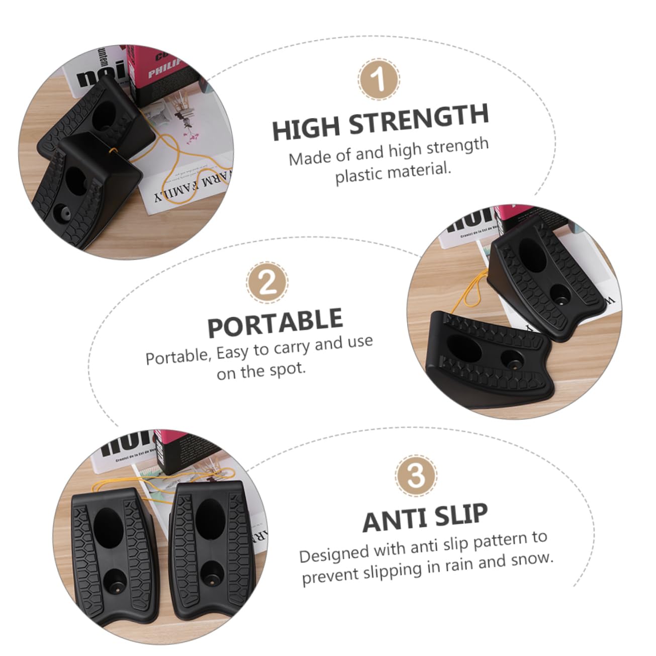 VINTORKY 4Pcs Tire Support Pad Wheel Chock Heavy Duty Non Slip Blocks for Car Rv Portable for Parking Wheel Alignment