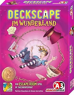 ABACUSSPIELE 38221 Deckscape, Im Wunderland, Escape Room Spiel, Kartenspiel, Weiß, Rot, Blau, Grün