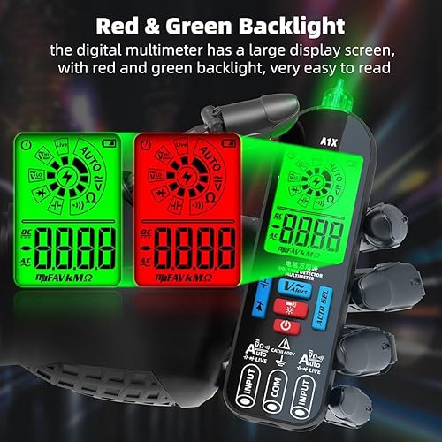 Miniatura 5 de Multímetro digital A1X,Multímetro digital inteligente antiquemador completamente automático A1,Probador de cables Voltaje sin contacto Medición