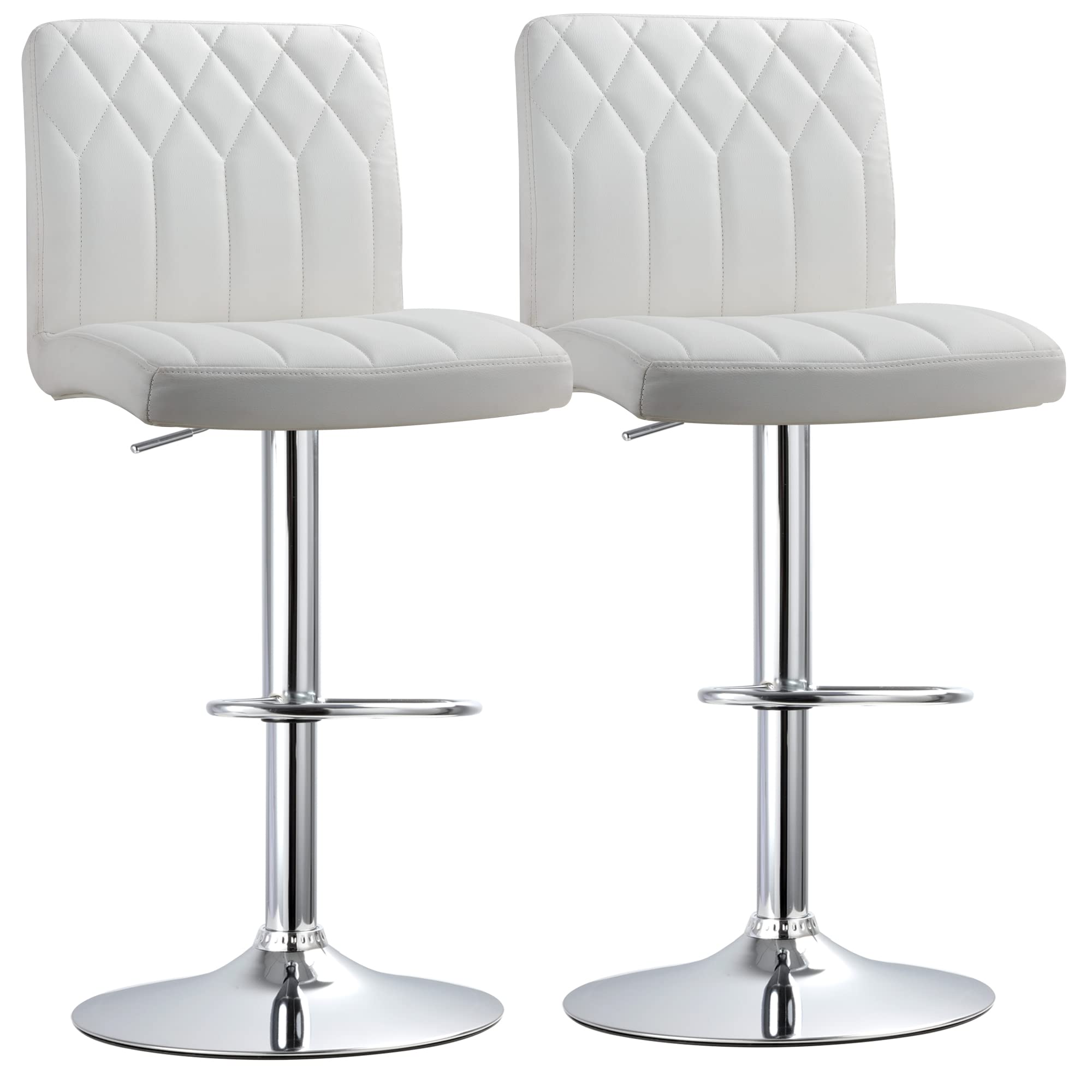 YIMUSTUK Premium Modern PU Leather Adjustable Swivel Barstools Kitchen Counter Bar Stools Set of 2,White