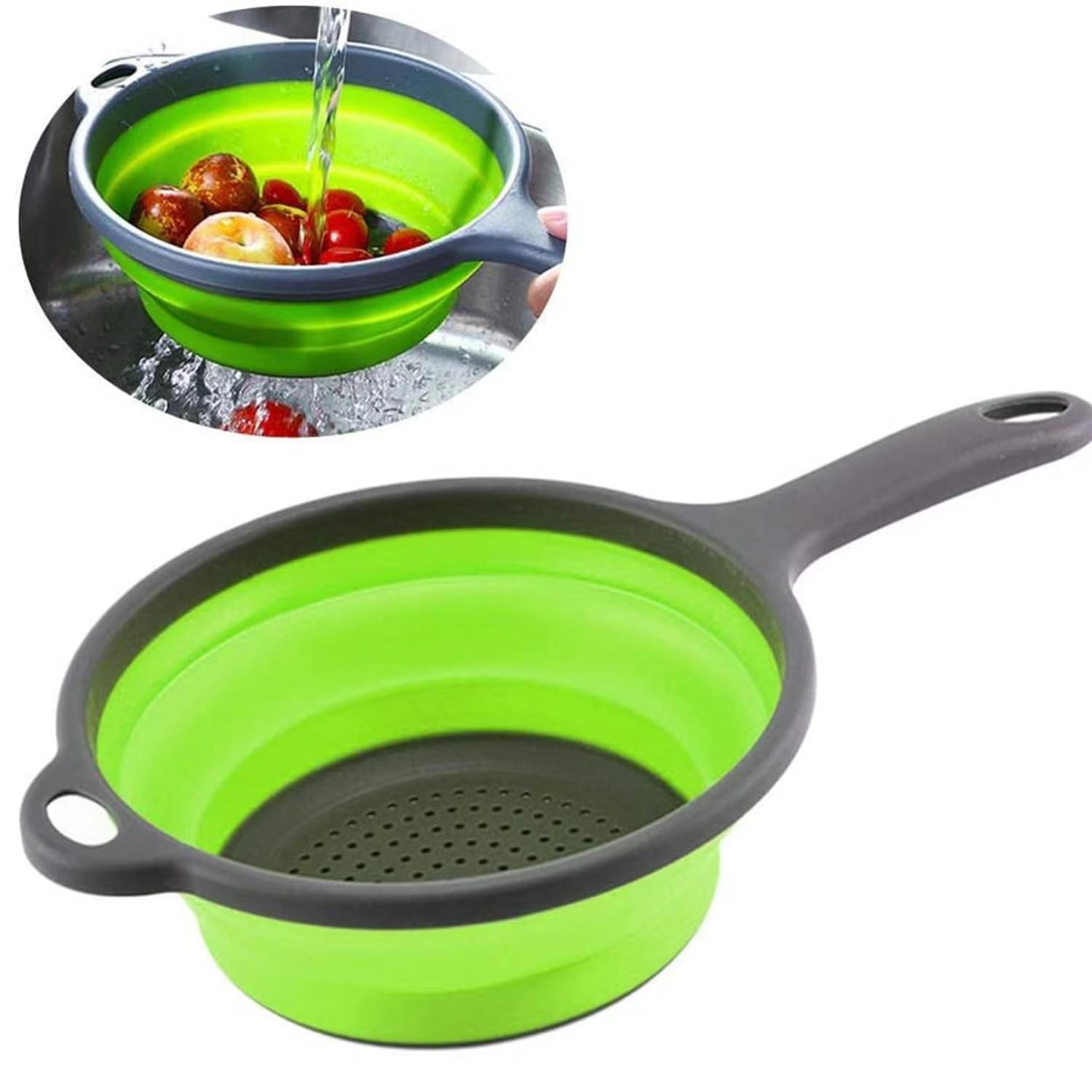 Paquete de 12 coladores Plegables Esenciales de Cocina sobre el Fregadero colador Cesta for escurrir Pasta/Verduras/Frutas (Verde)/629