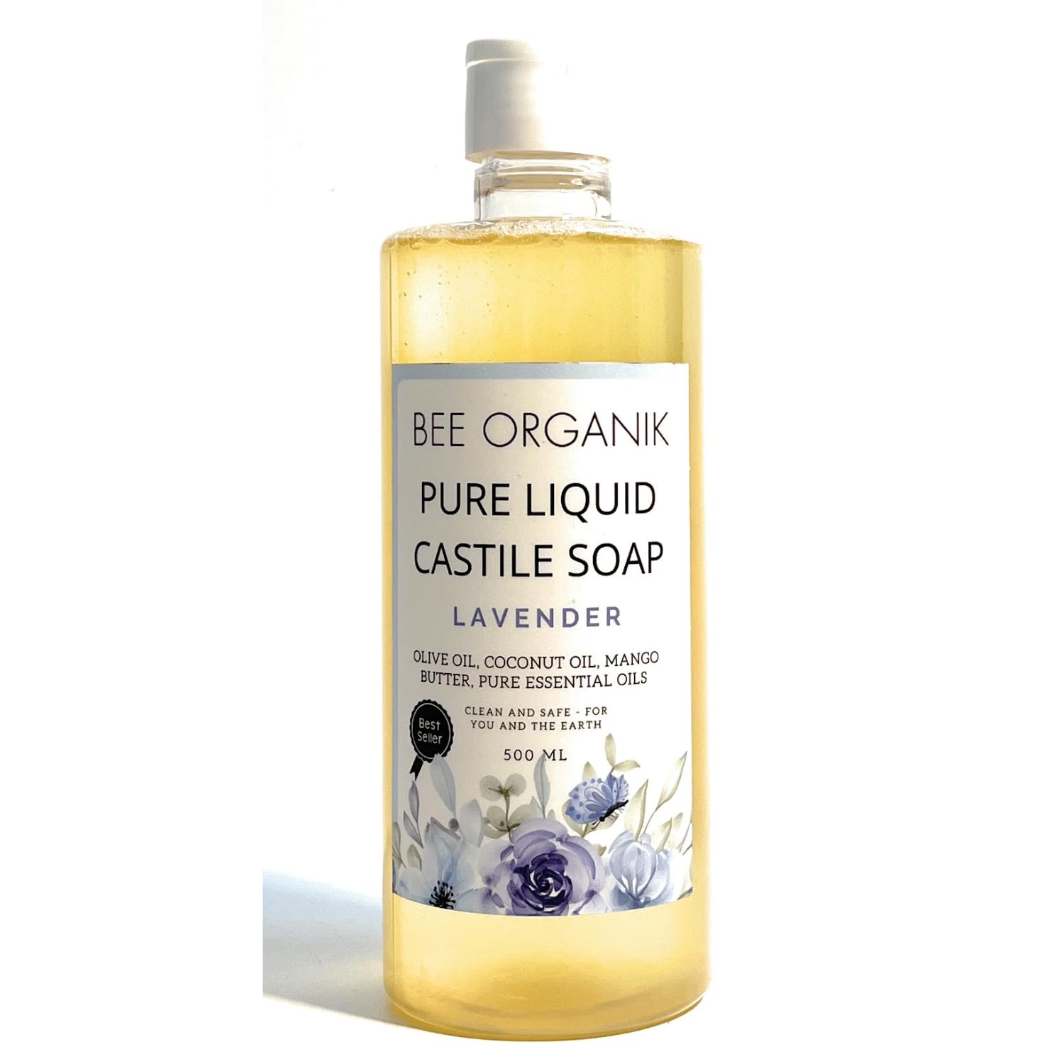 Pure Liquid Castile Soap Lavender | Multi-Purpose Hand Body Hair Home | Baby and Pet Safe | Natural Organic Safe 495ml